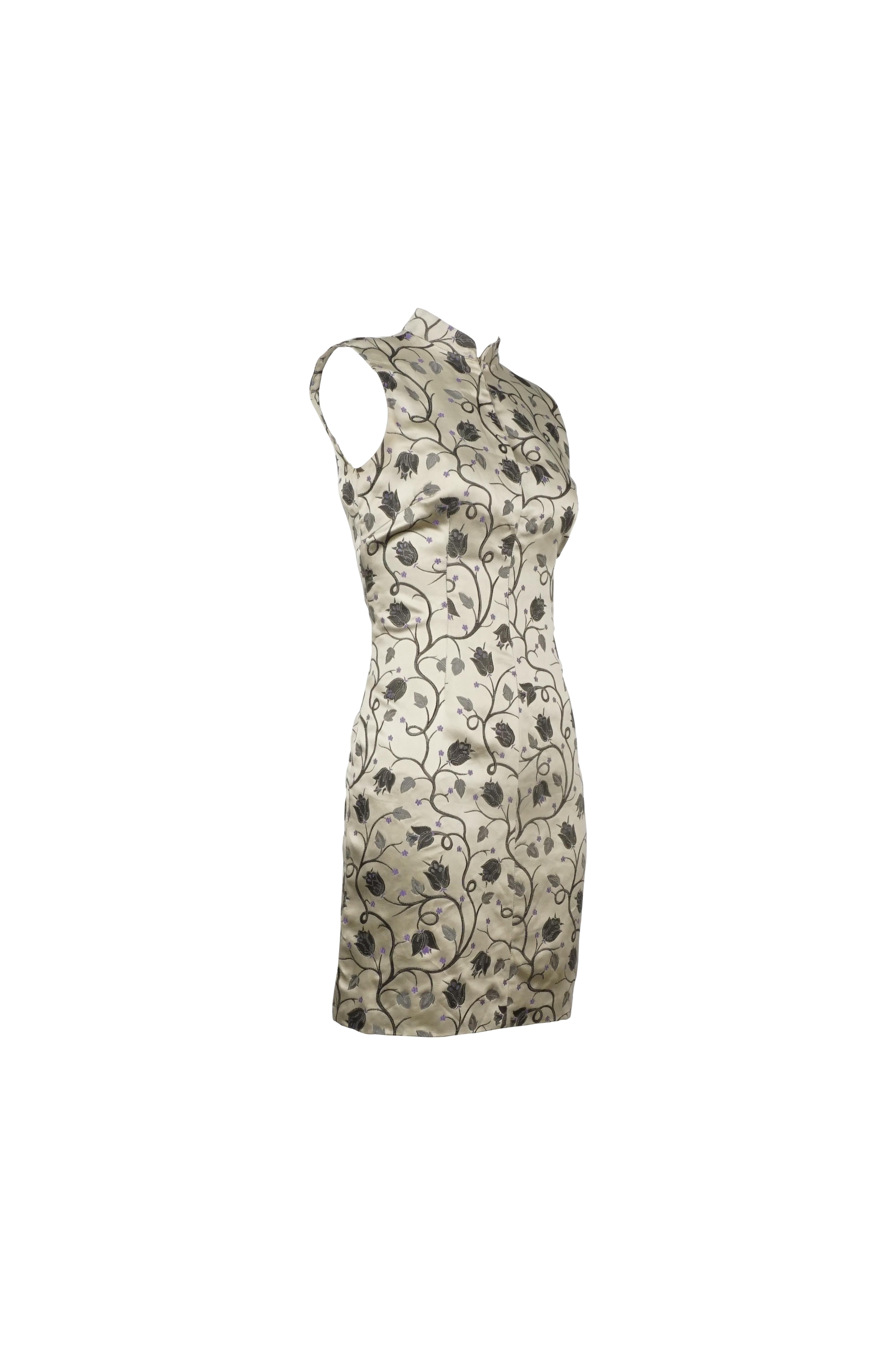 PRADA P/E 1997 Eleganza del mini abito cheongsam in seta floreale In condizioni ottime in vendita a 上海市, CN