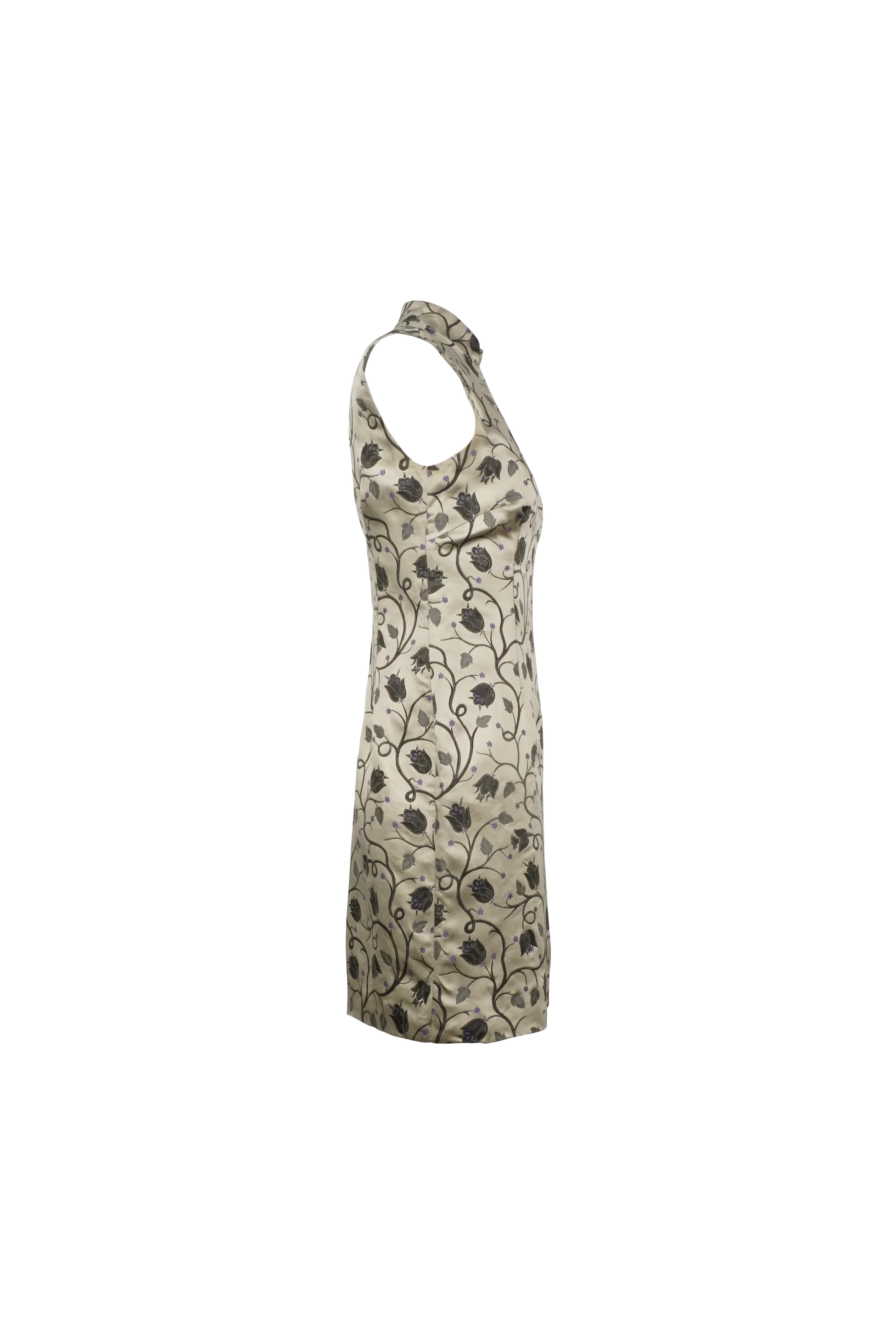 Donna PRADA P/E 1997 Eleganza del mini abito cheongsam in seta floreale in vendita