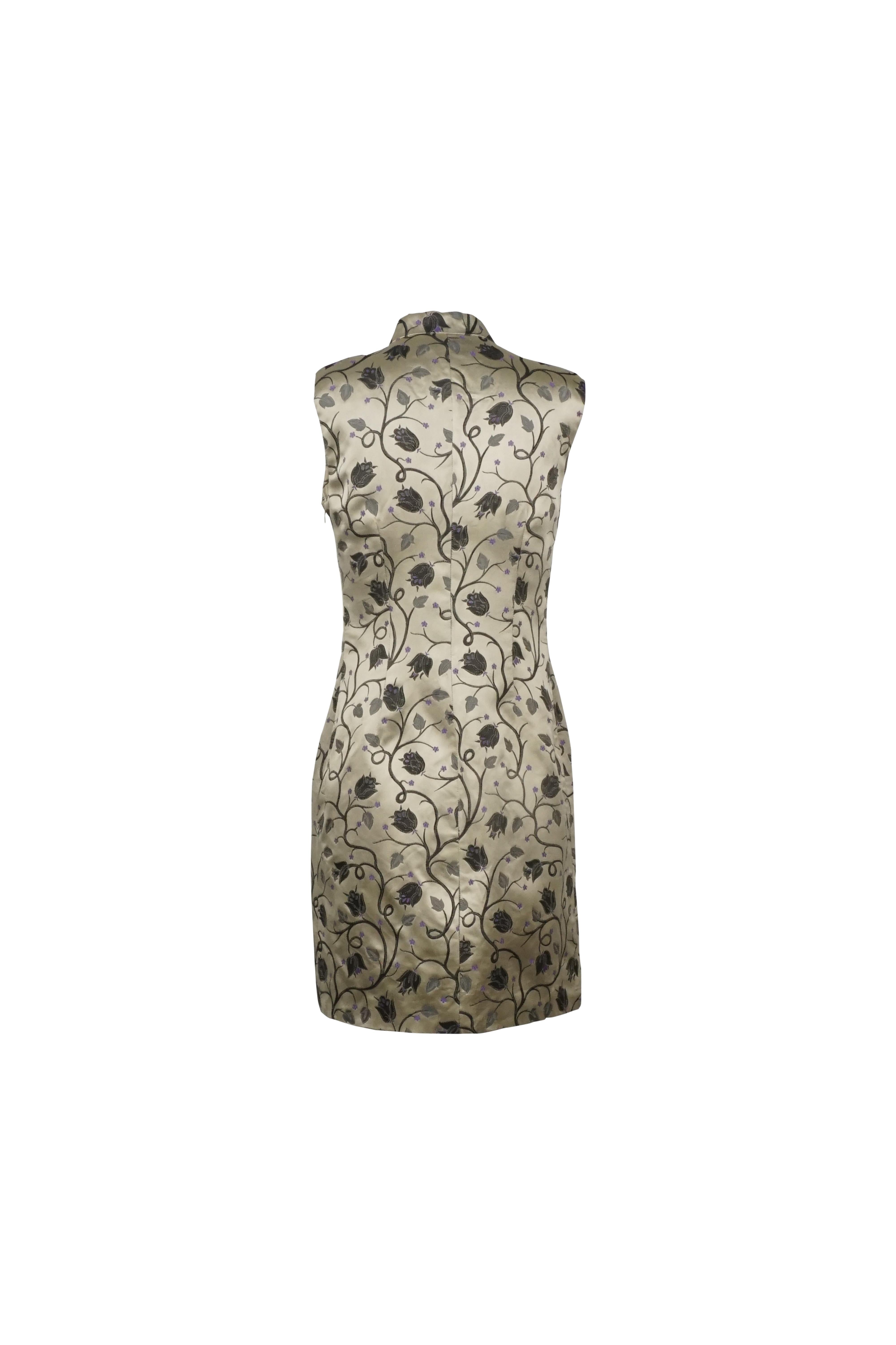 PRADA P/E 1997 Eleganza del mini abito cheongsam in seta floreale in vendita 1
