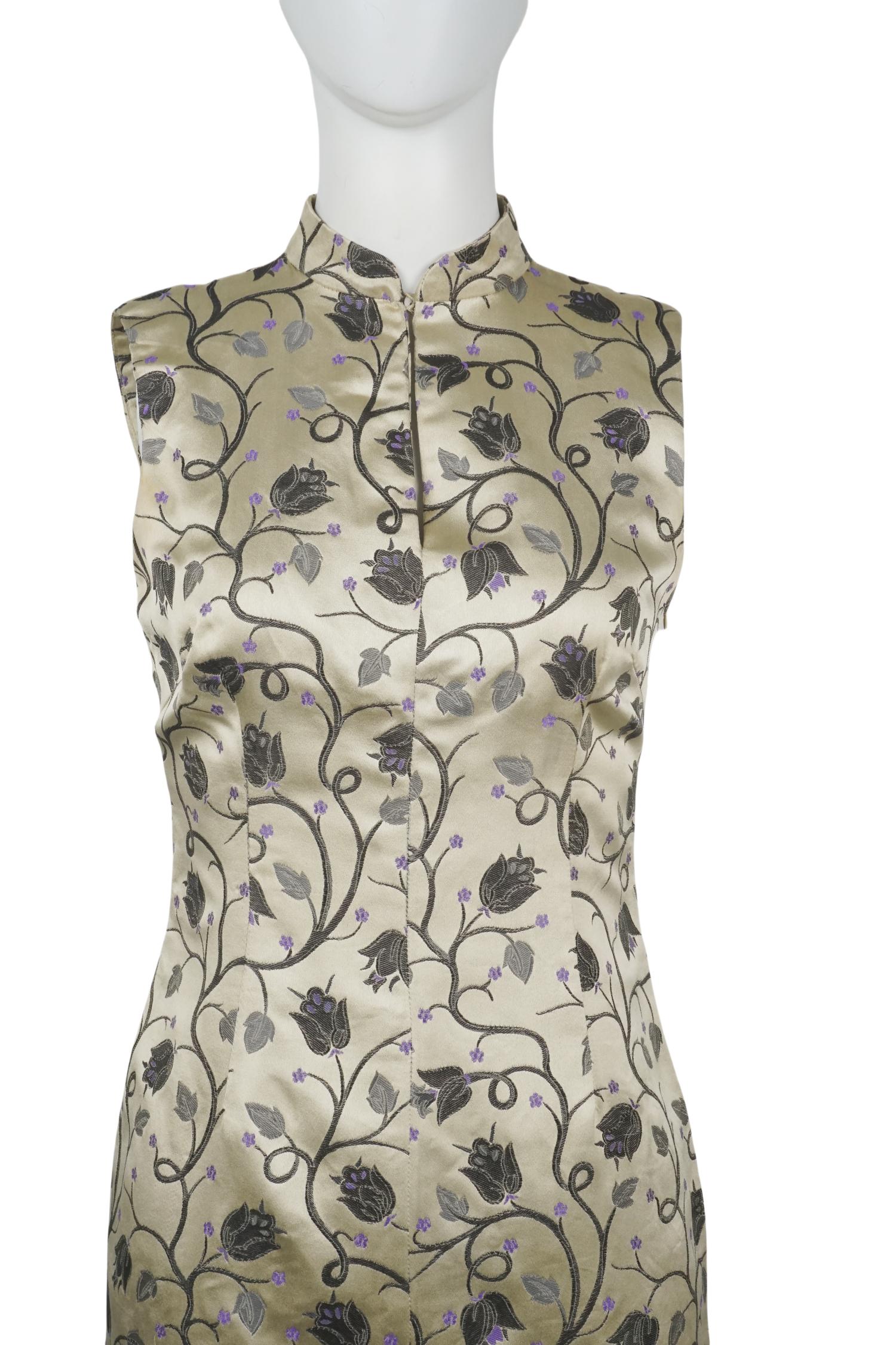 PRADA P/E 1997 Eleganza del mini abito cheongsam in seta floreale in vendita 2