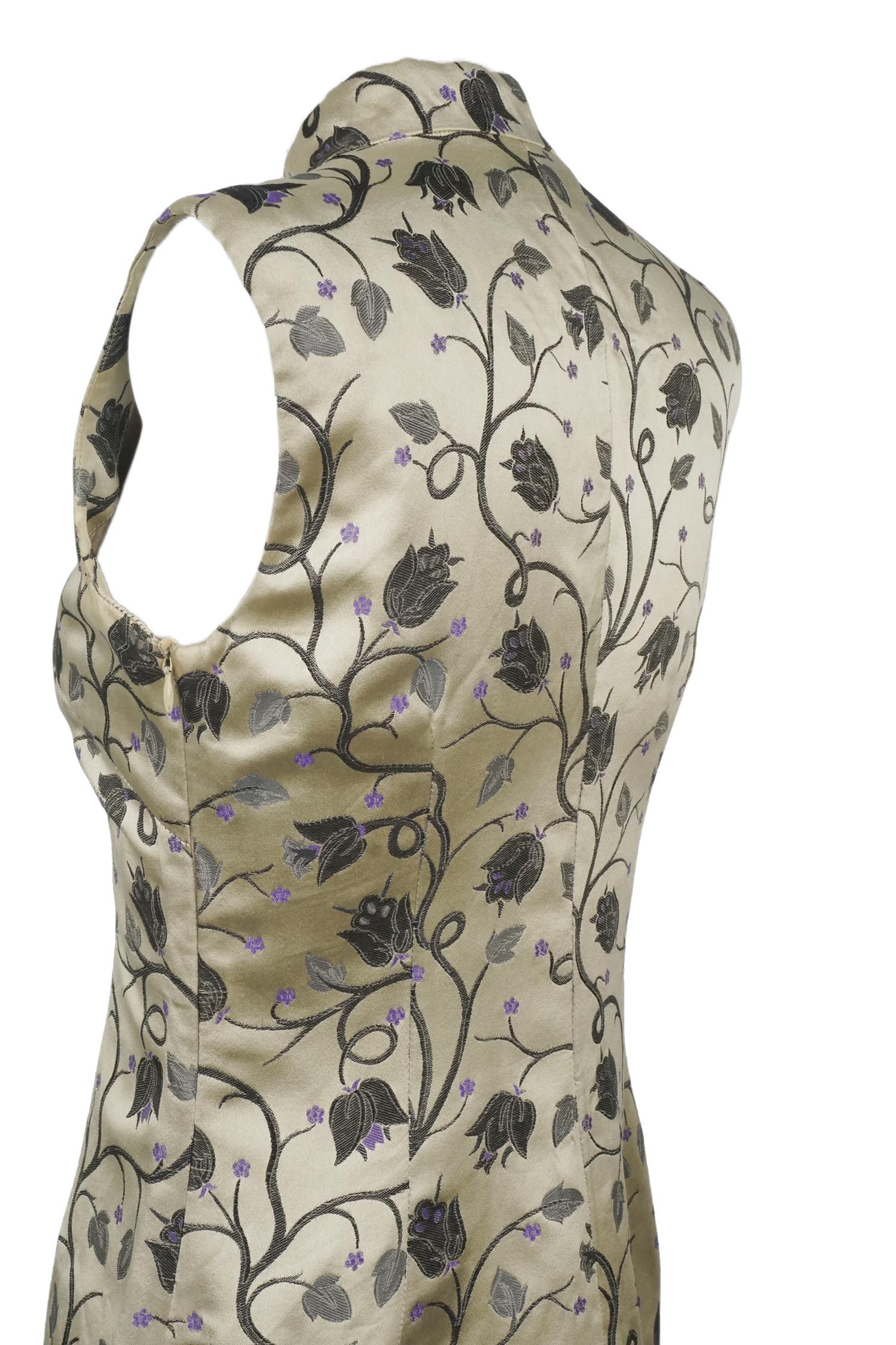 PRADA P/E 1997 Eleganza del mini abito cheongsam in seta floreale in vendita 4