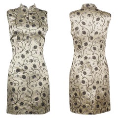 Used PRADA S/s 1997 Elegant Floral Silk Cheongsam Mini Dress