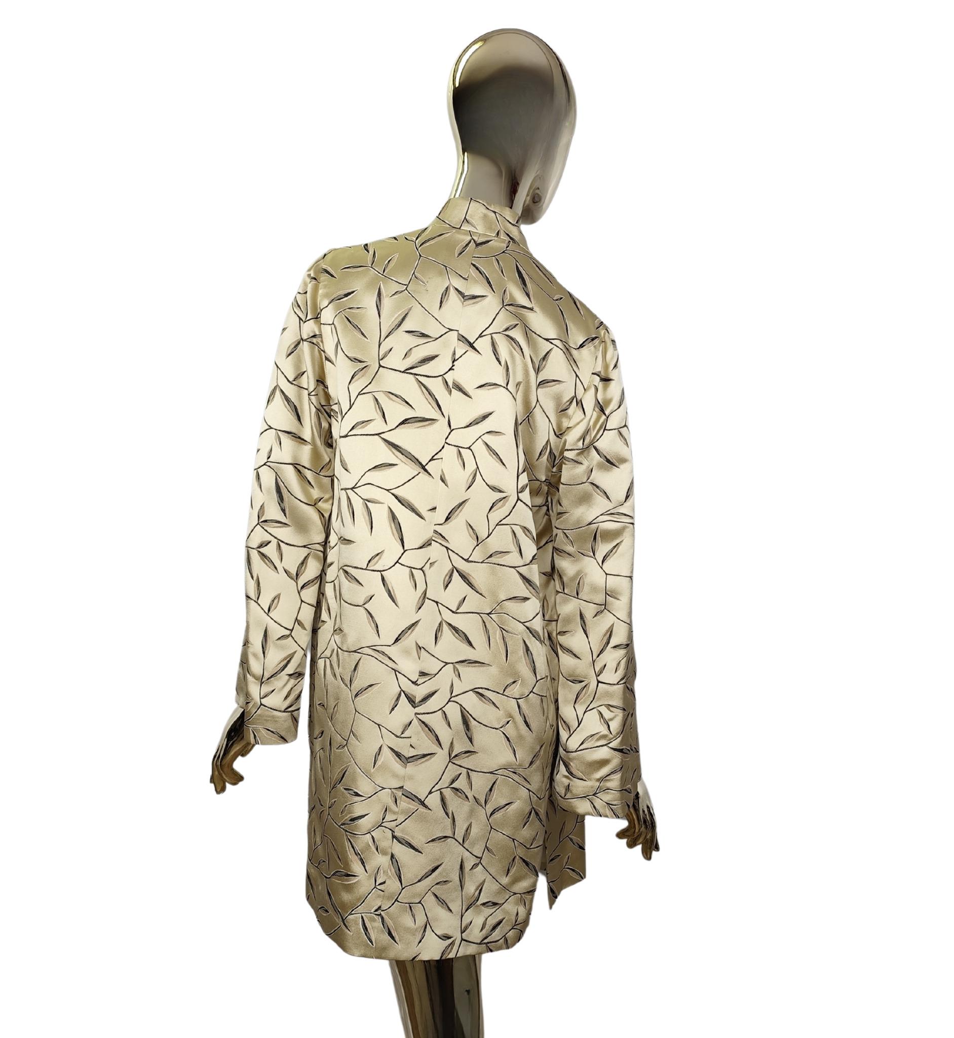 Prada S/S 1997 golden silk embroidered leaves jacket In Fair Condition In Milano, IT