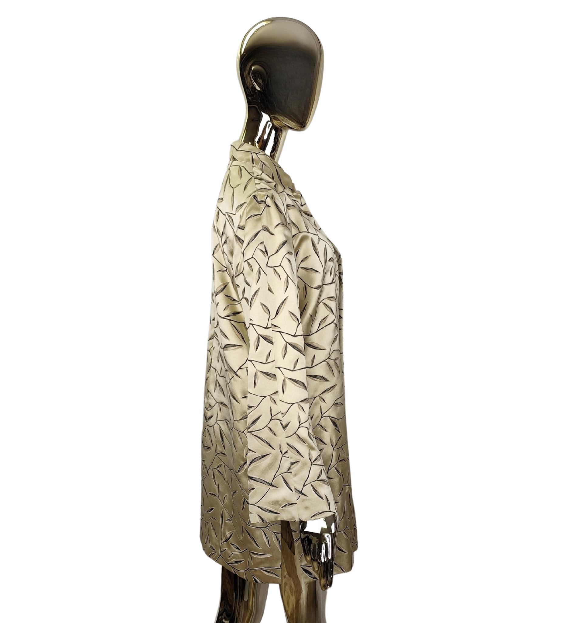 Women's Prada S/S 1997 golden silk embroidered leaves jacket