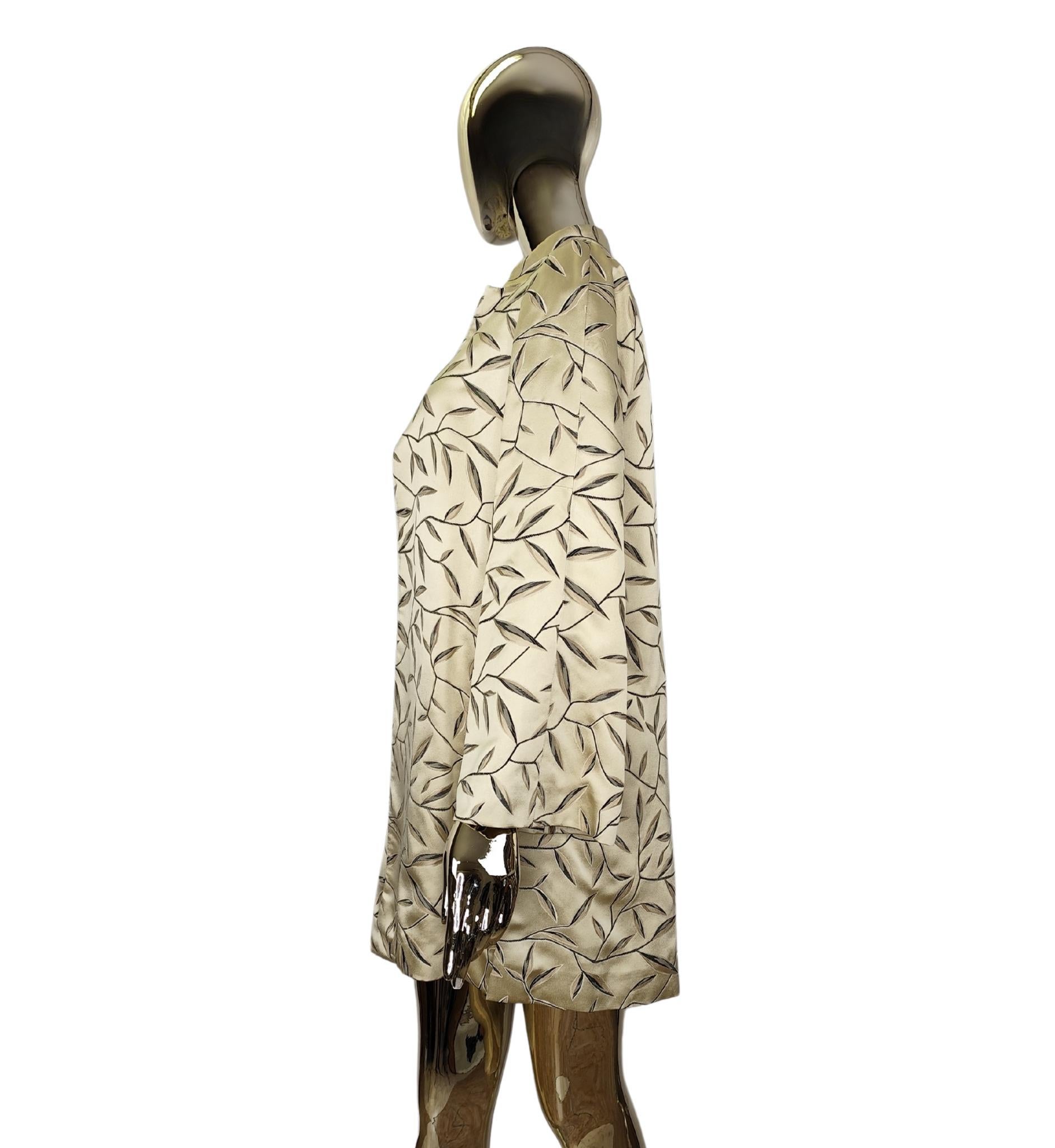 Prada S/S 1997 golden silk embroidered leaves jacket 1
