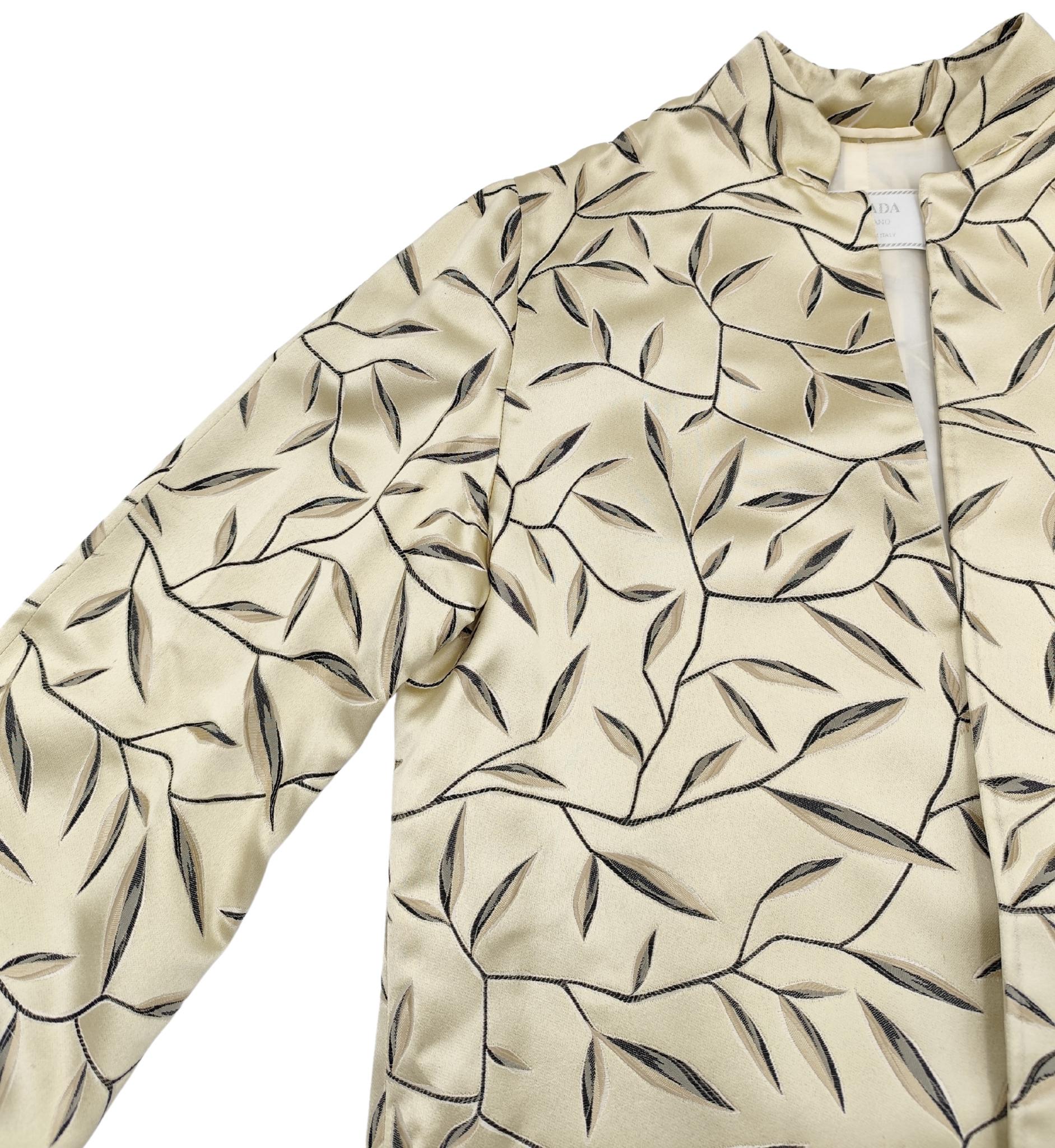 Prada S/S 1997 golden silk embroidered leaves jacket 2