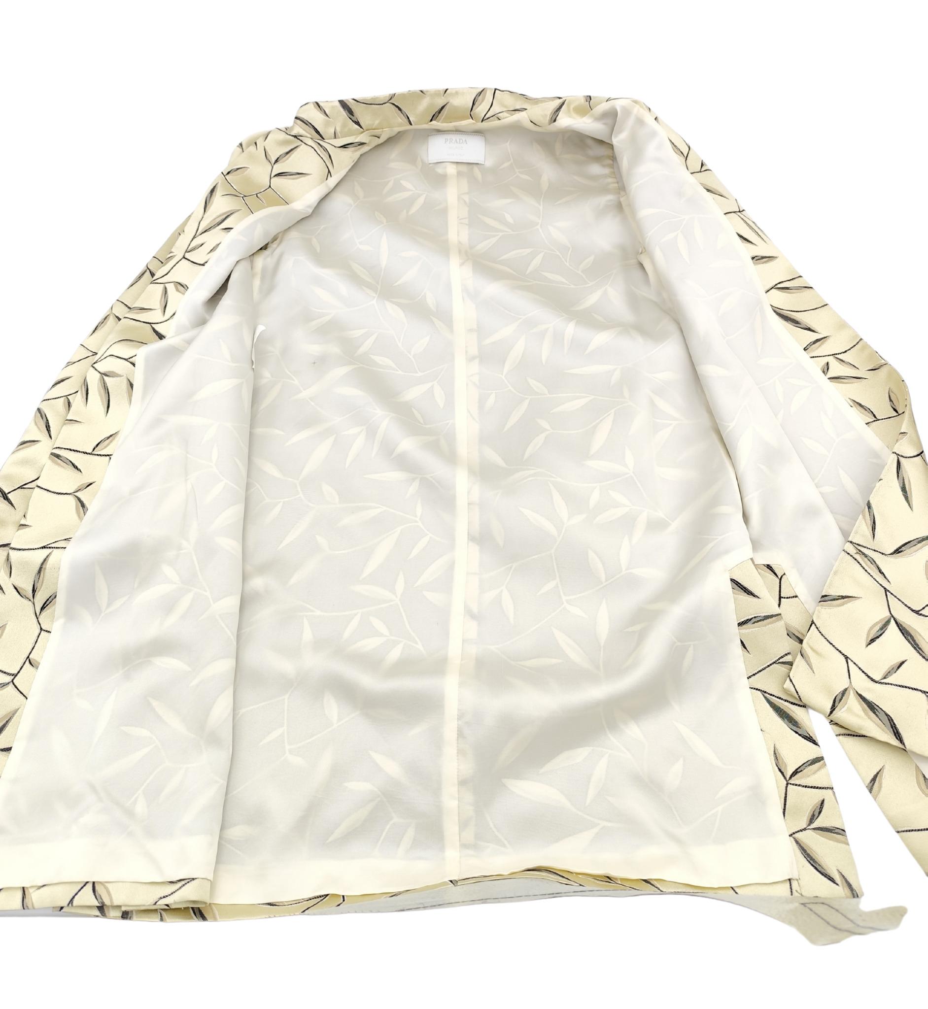 Prada S/S 1997 golden silk embroidered leaves jacket 4