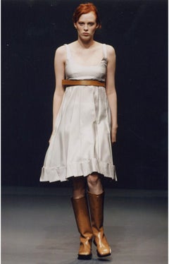 Prada S/S 1999 Grey Silk Sheer Empire Waist Dress