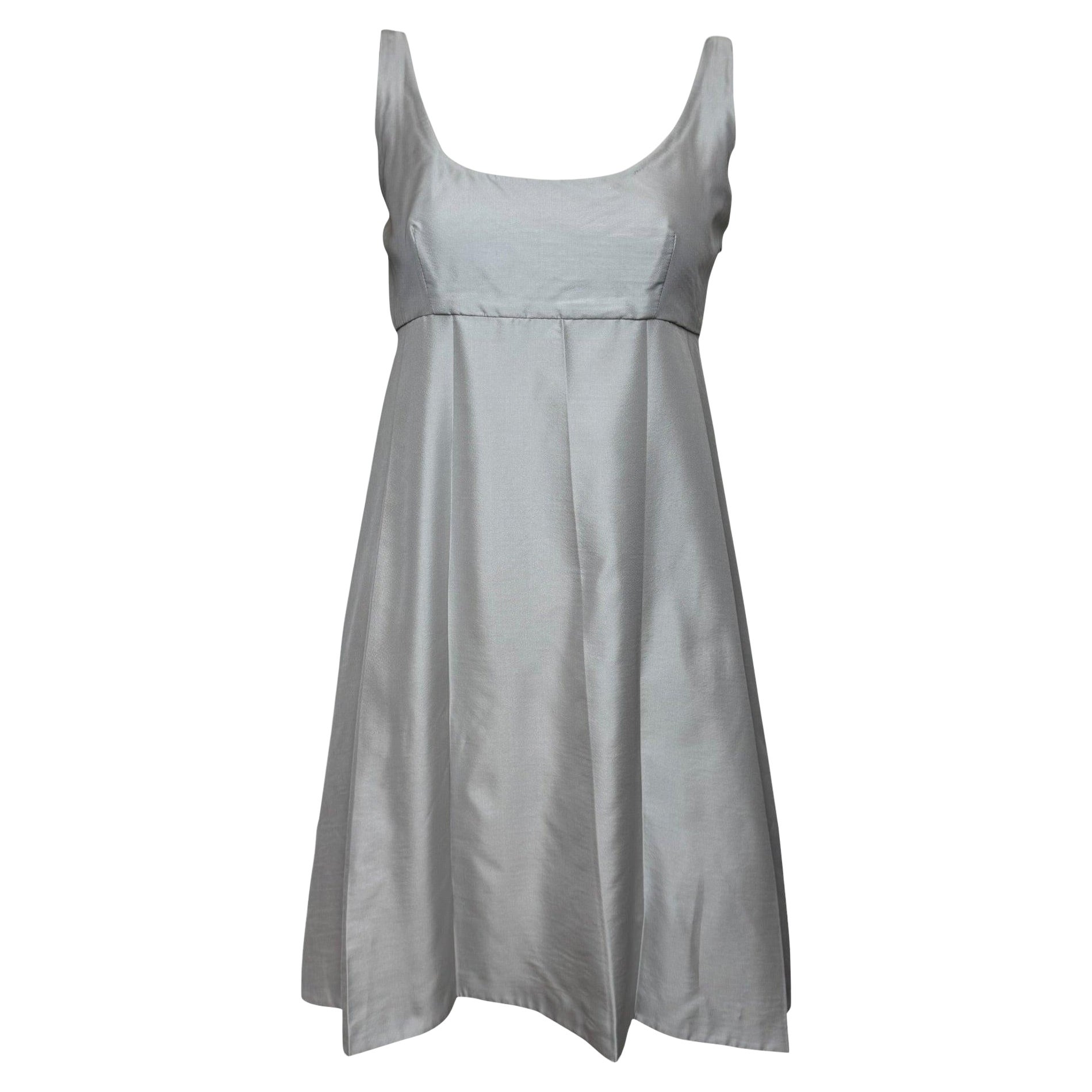 Pre-owned Prada S/s 1999 Grey Silk Sheer Empire Waist Dress In Gray
