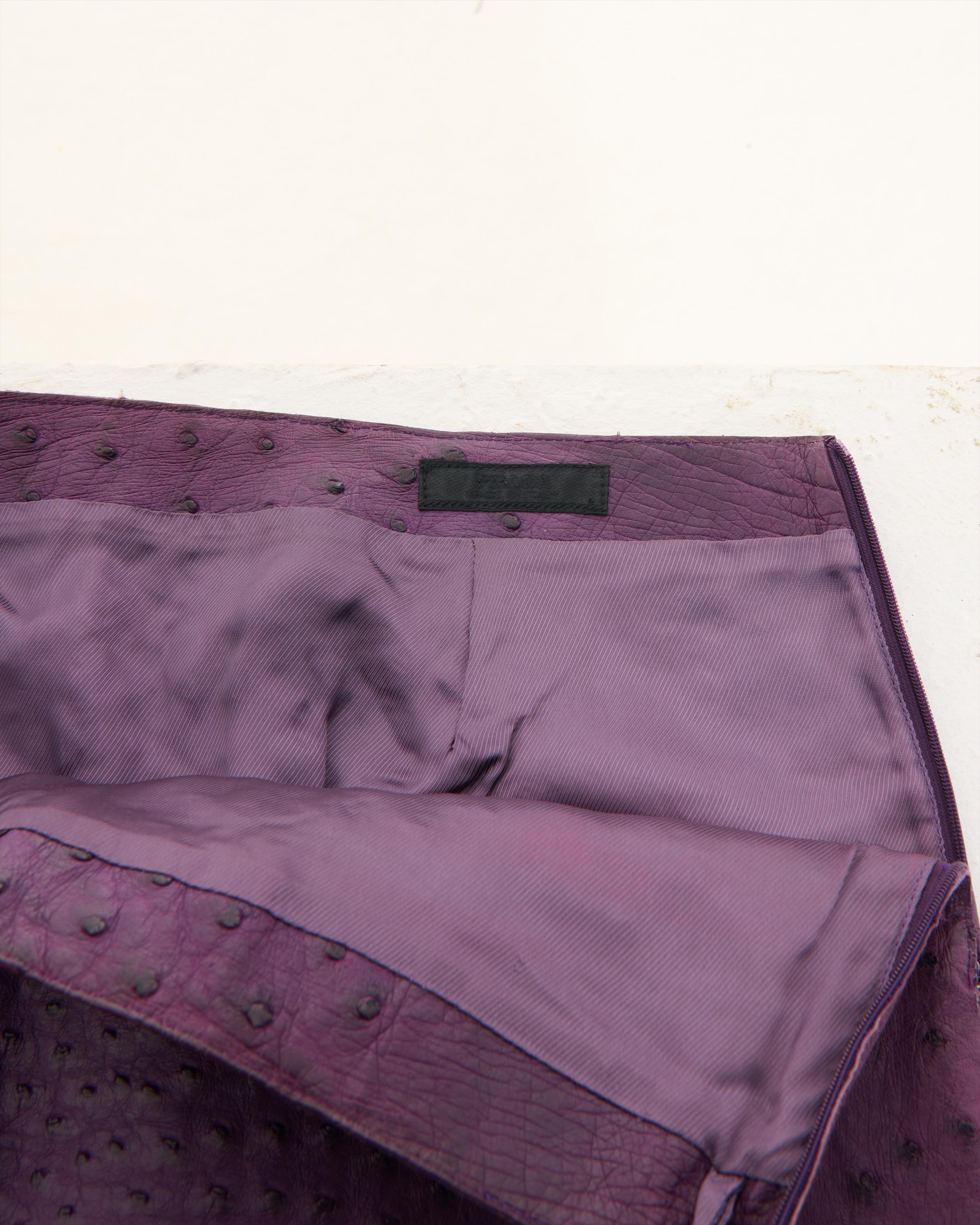 Prada S/S 2000 Midi Ostrich Leather Purple Skirt 2