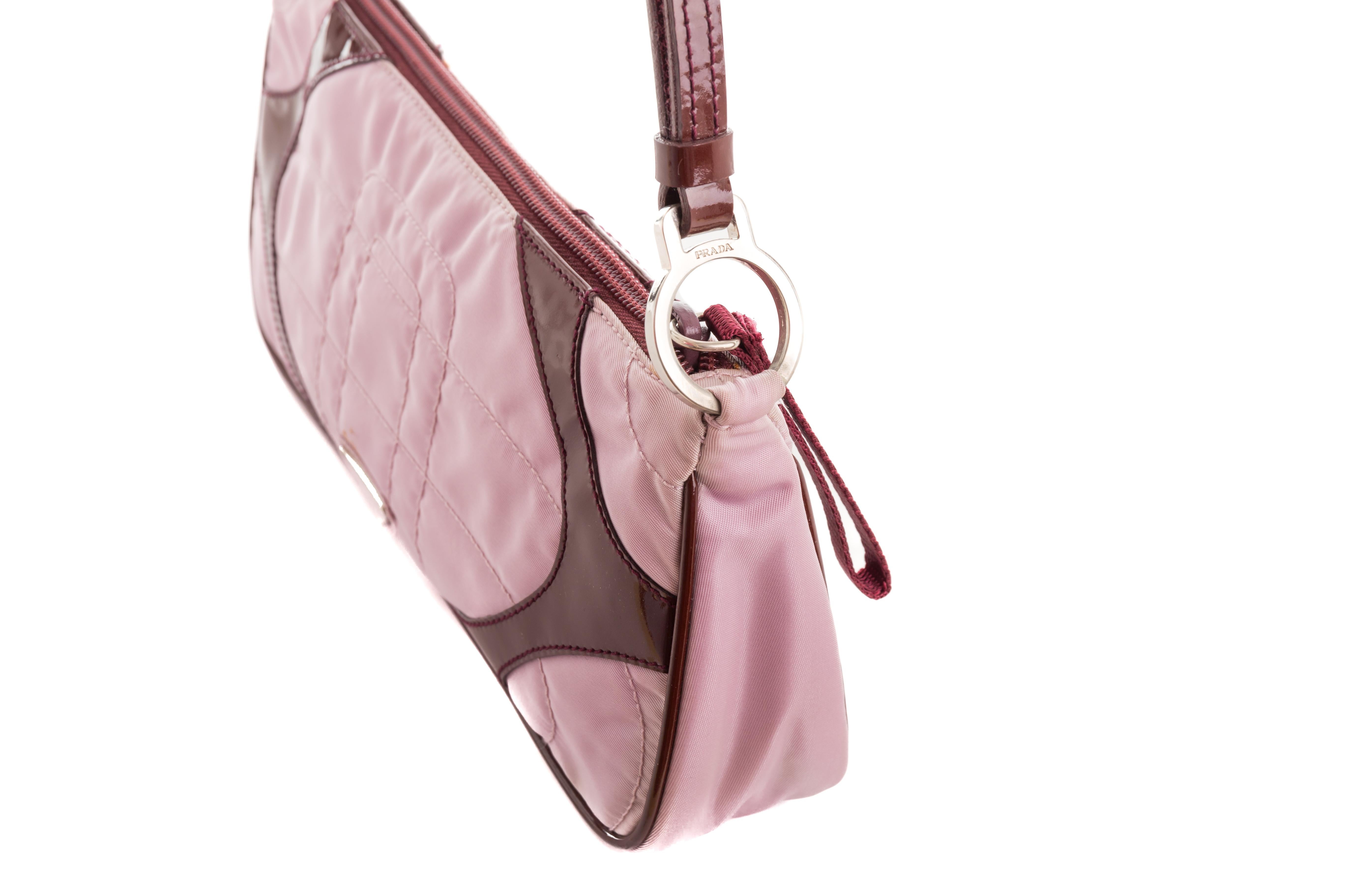 Women's or Men's Prada S/S 2000 pink and burgundy nylon Sport mini bag For Sale