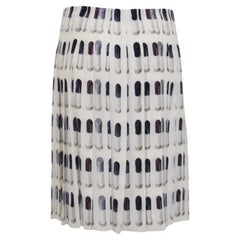 Prada S/S 2000 Runway Lipstick Print Pleated Skirt in Silk