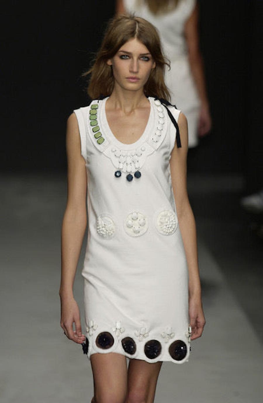 Prada S/S 2003 Runway Campaign Beaded Shift Dress For Sale 1