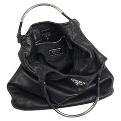 Prada S/S 2003 Silver Metal Top Handle Leather Bag
