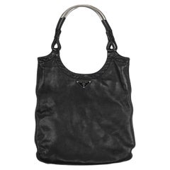Prada S/S 2003 Silver Metal Top Handle Leather Bag