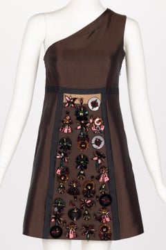 Prada S/S 2005 Majestic Silk Embelished Mini Dress