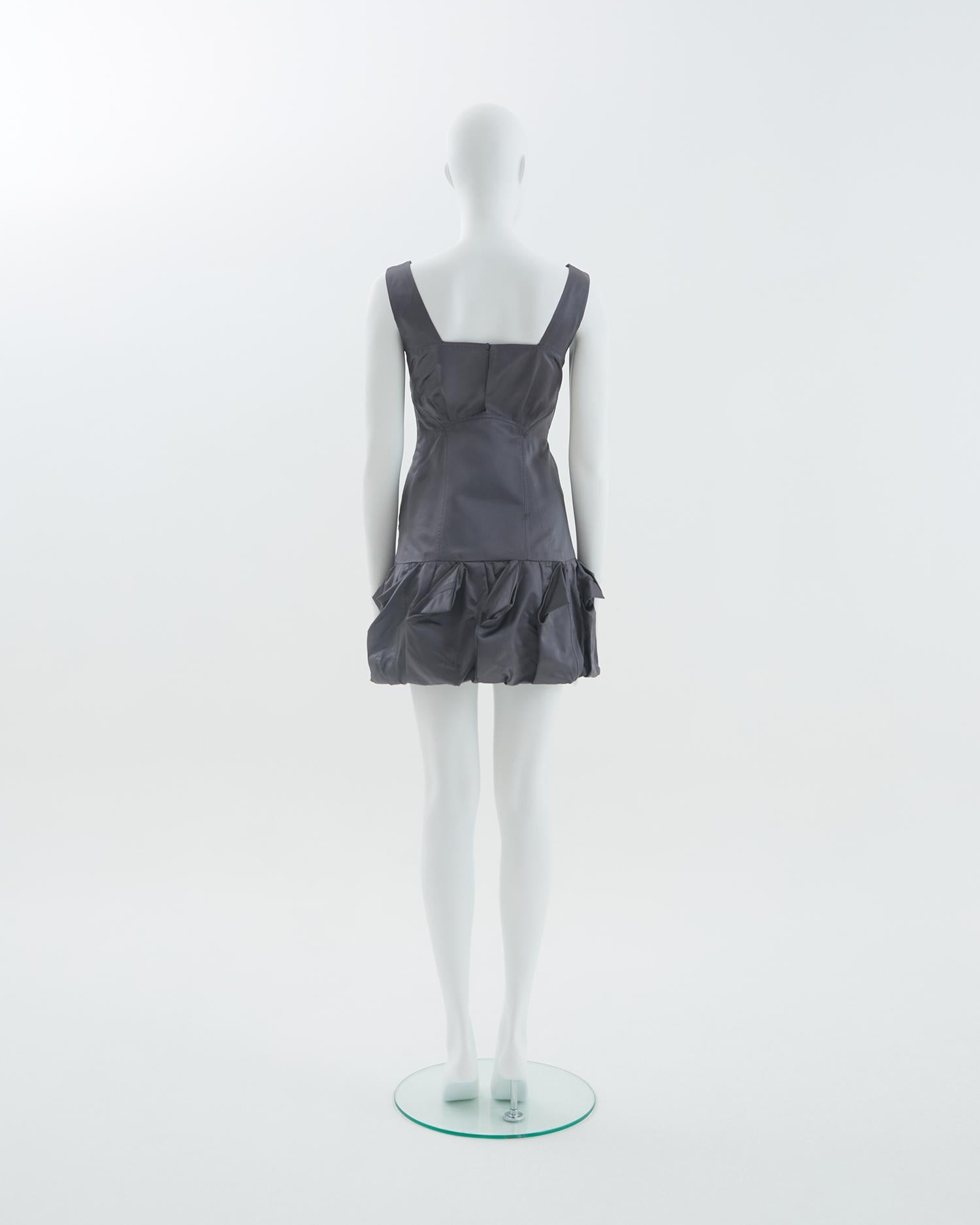 Prada S/S 2007 Gray silky cocktail dress In Excellent Condition For Sale In Milano, IT
