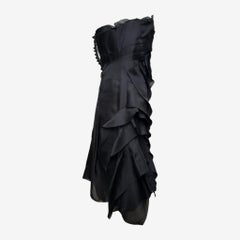 Prada S/S 2008 Black Layered Ruffle Strapless Mini Dress