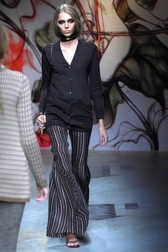 Prada S/s 2008 Fairy Collection Brown Geometric Extravagant Flared Pants