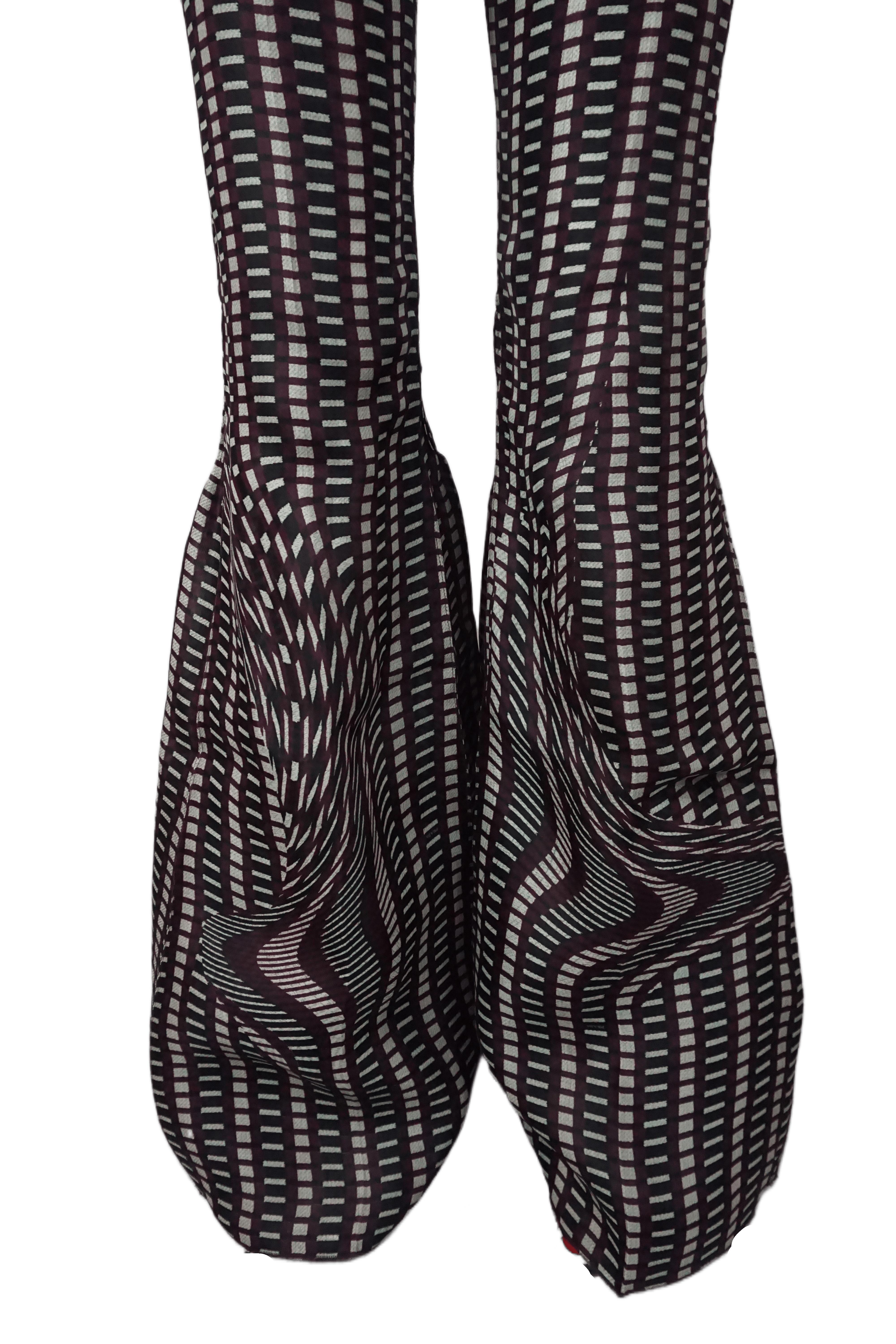 Prada S/s 2008 Fairy Collection Braune Geometrische Extravagante Schlaghosen im Angebot 2