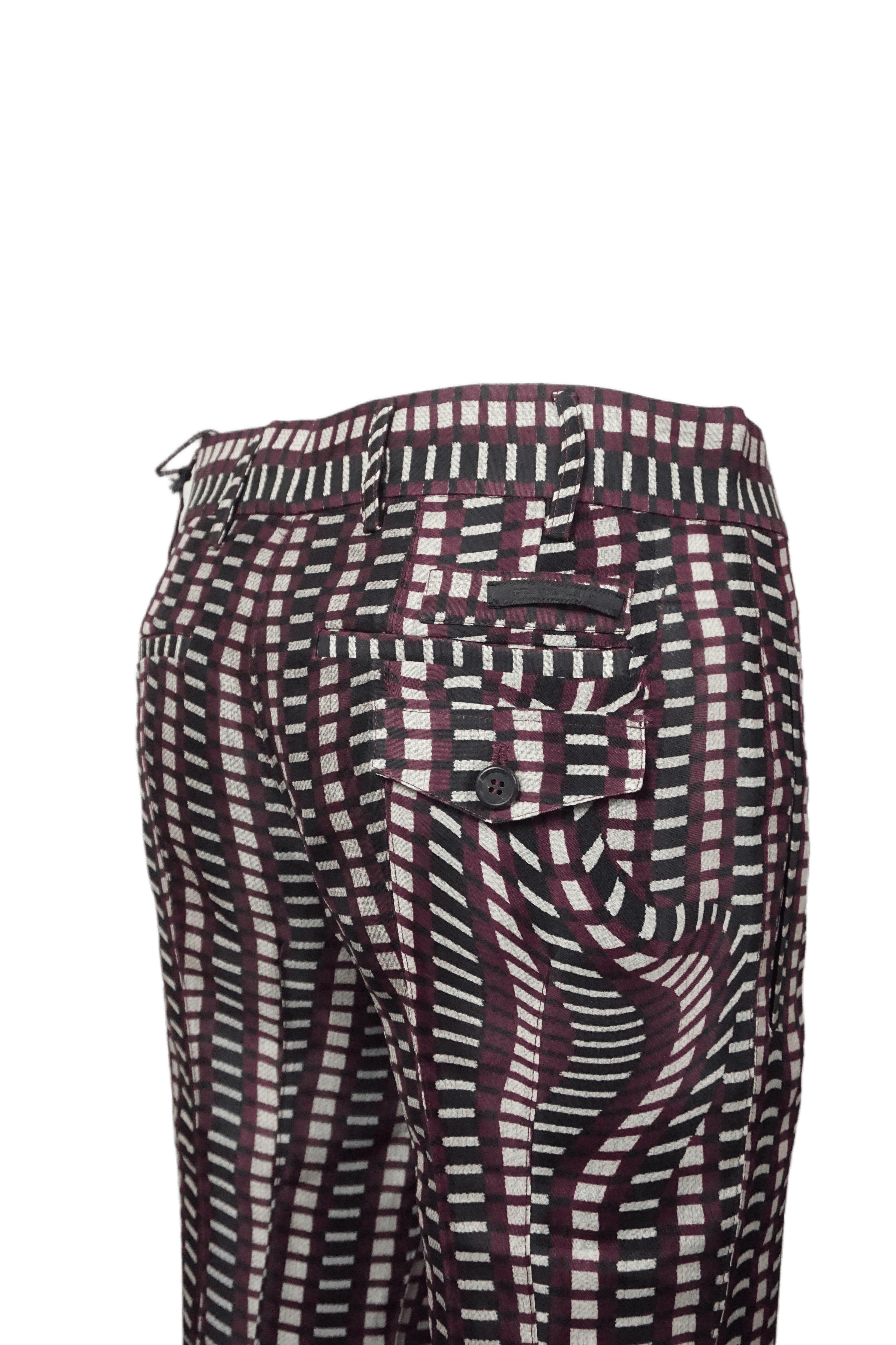 Prada S/s 2008 Fairy Collection Braune Geometrische Extravagante Schlaghosen im Angebot 3