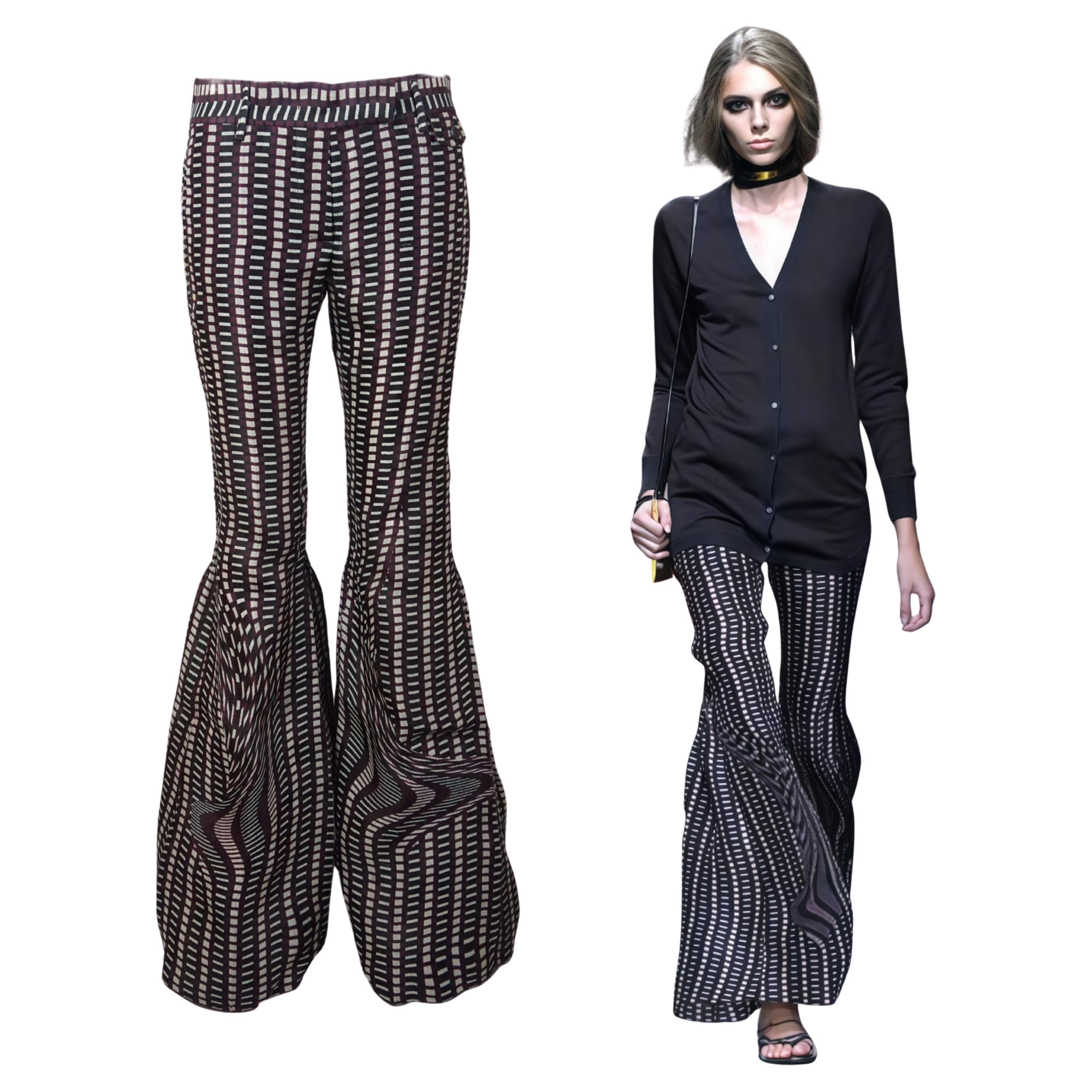 Prada S/s 2008 Fairy Collection Braune Geometrische Extravagante Schlaghosen