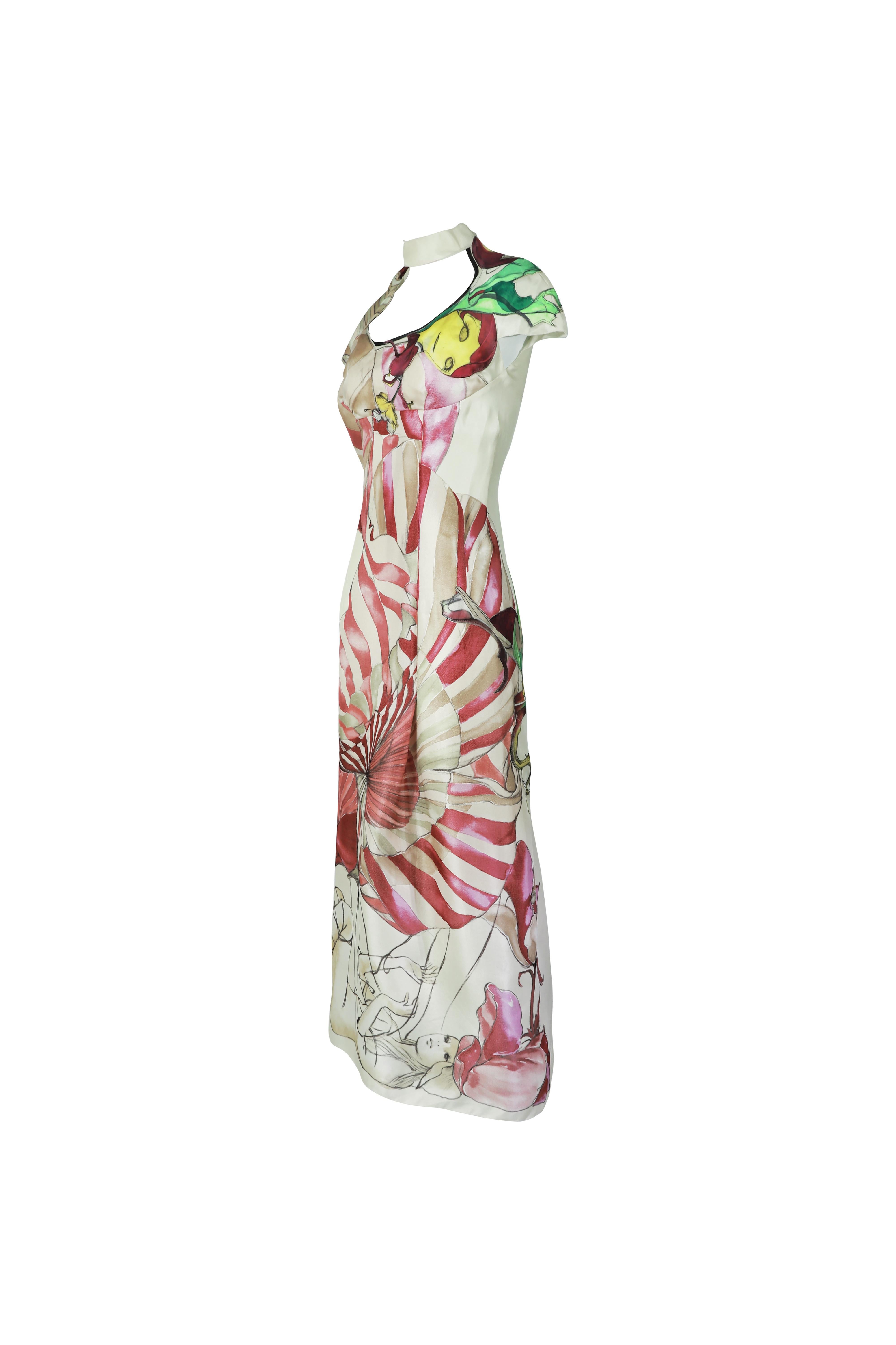 Prada S/s 2008 Fairy Collection Floral Print Cutout Maxi Dress In New Condition For Sale In 上海市, Xuhui district