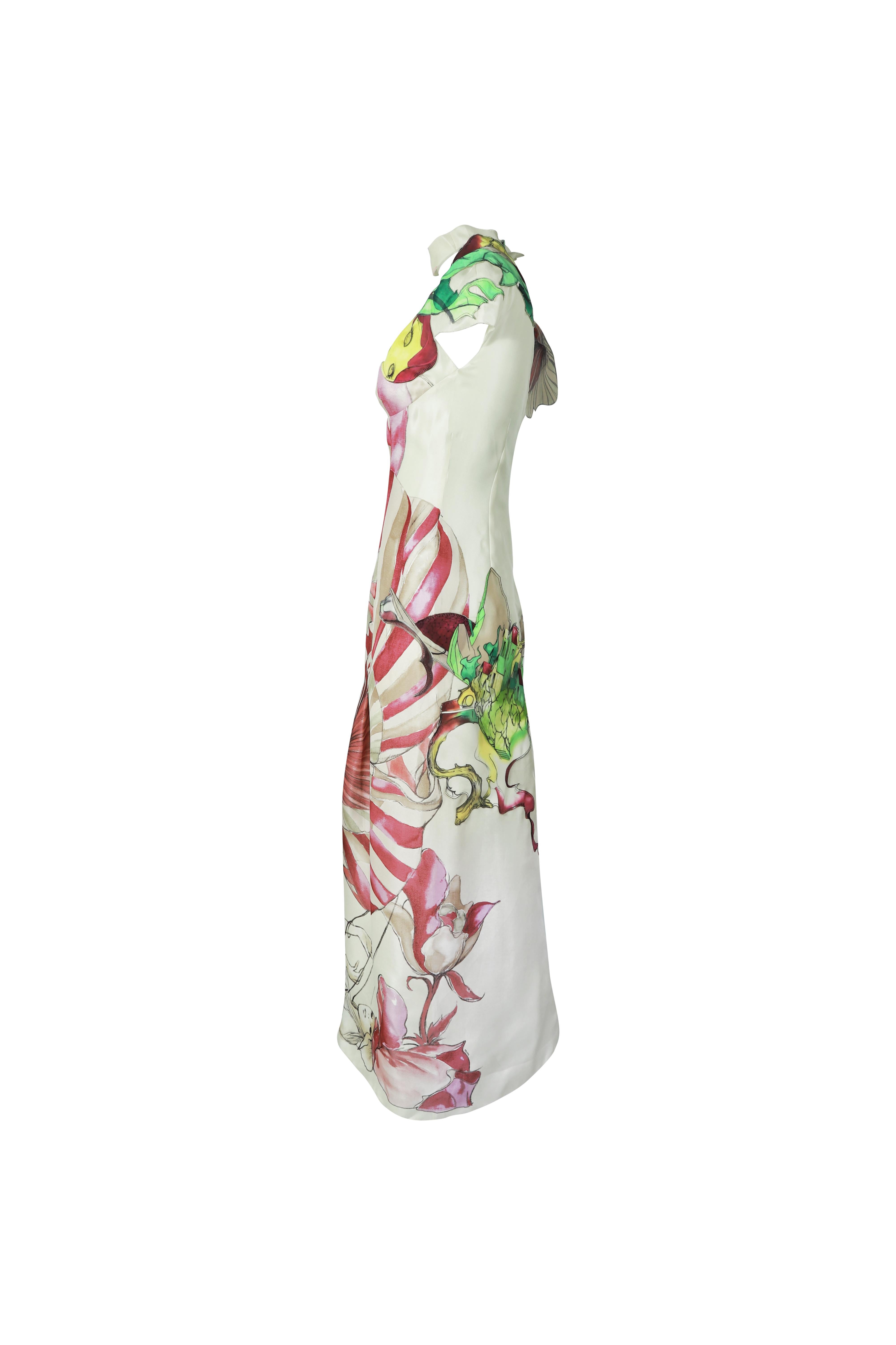 Women's Prada S/s 2008 Fairy Collection Floral Print Cutout Maxi Dress For Sale