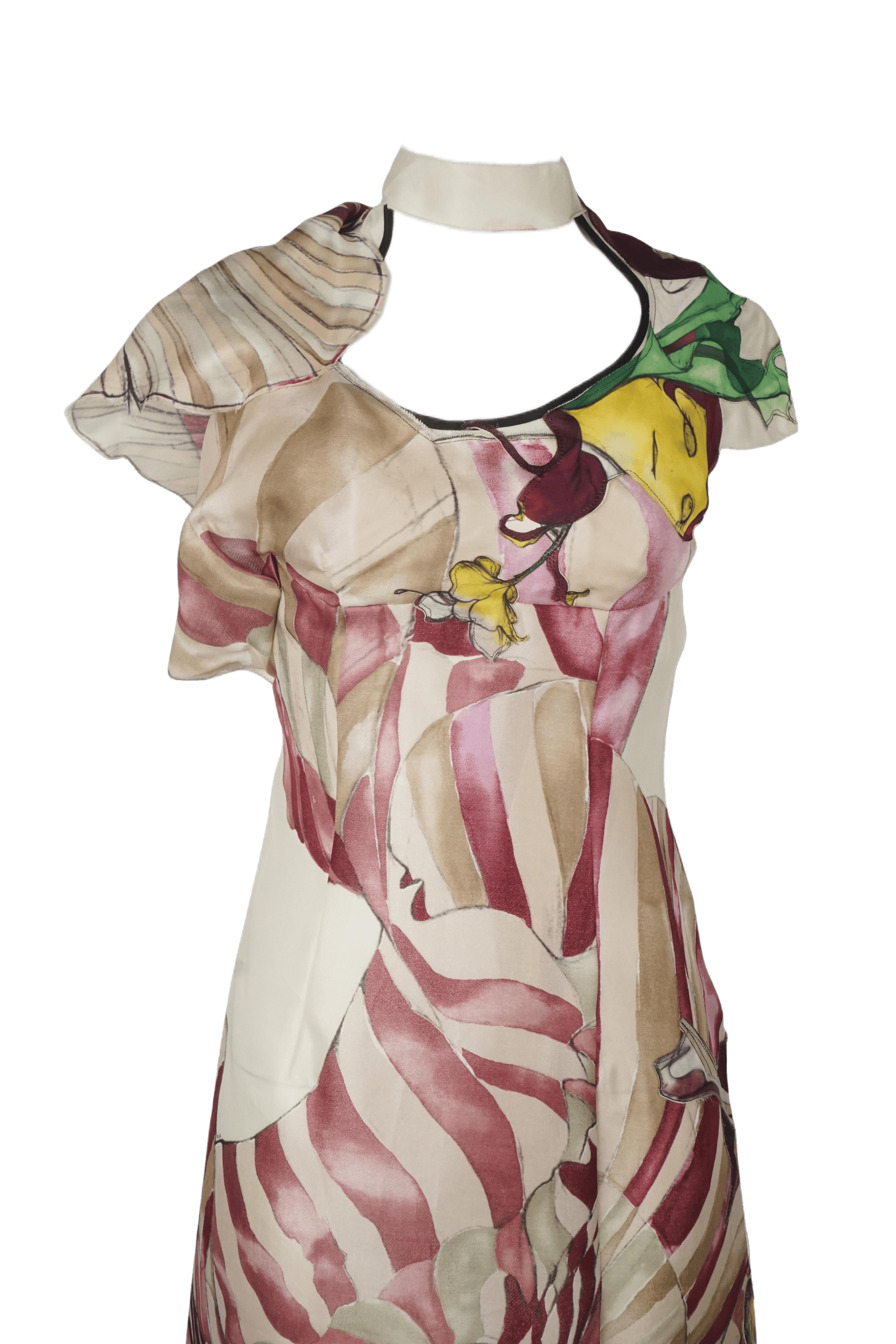 Prada S/s 2008 Fairy Collection Floral Print Cutout Maxi Dress For Sale 2