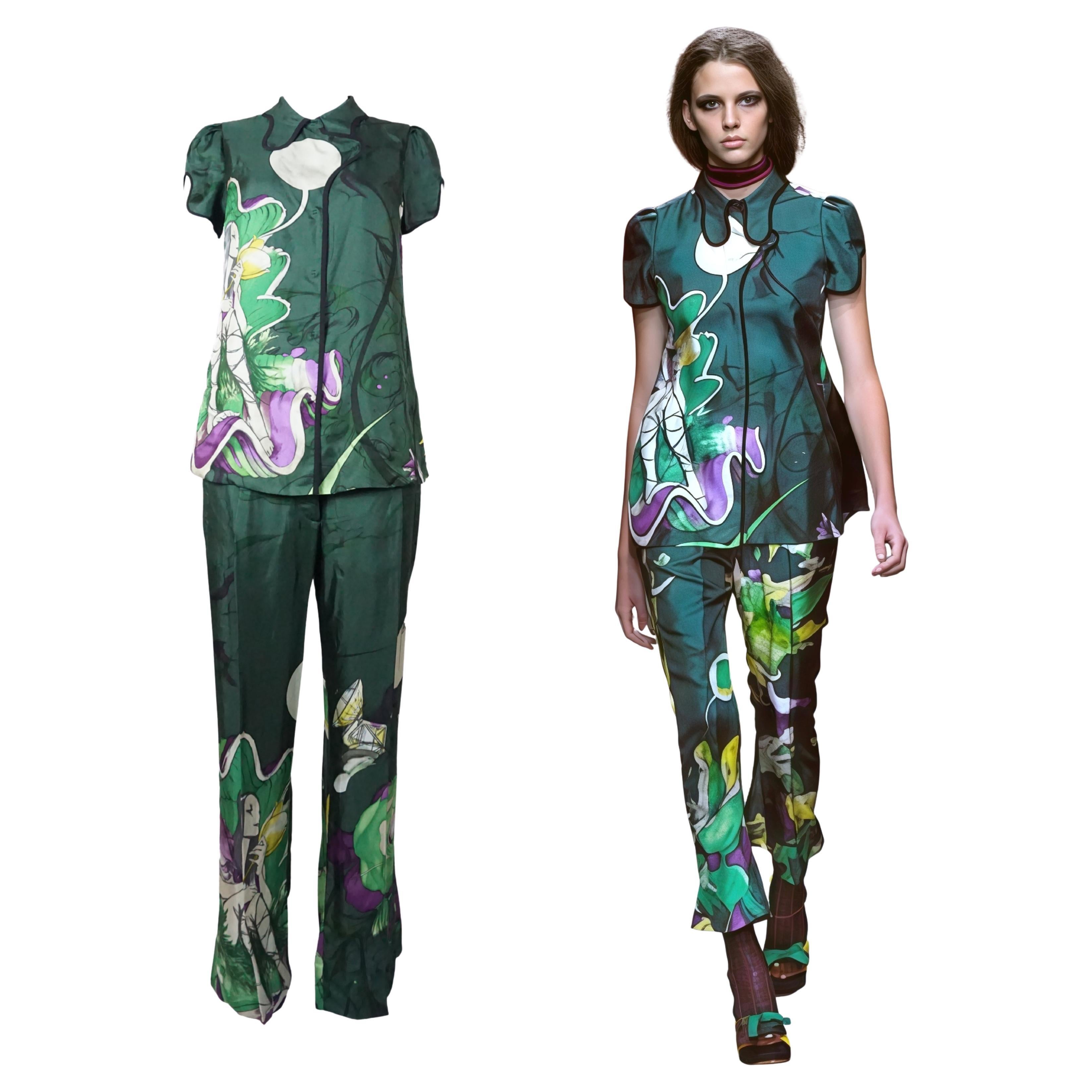 Prada S/s 2008 Fairy Collection Forest Green Artistic Ensemble For Sale