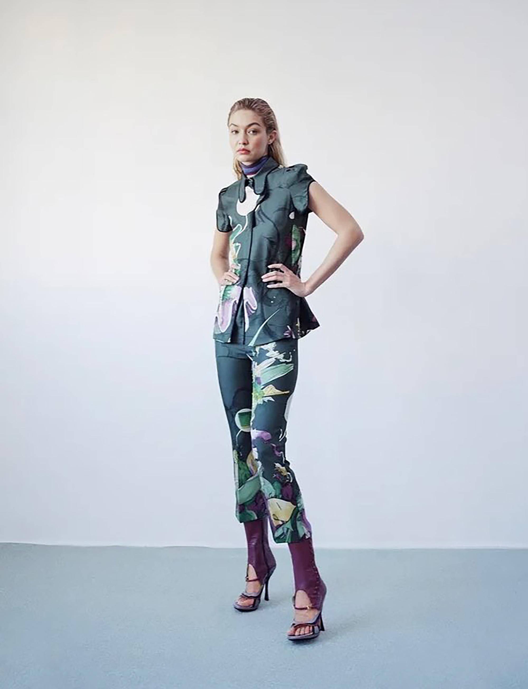 Prada S/s 2008 Fairy Collection Forest Green Artistic Two-Piece Set For Sale 1