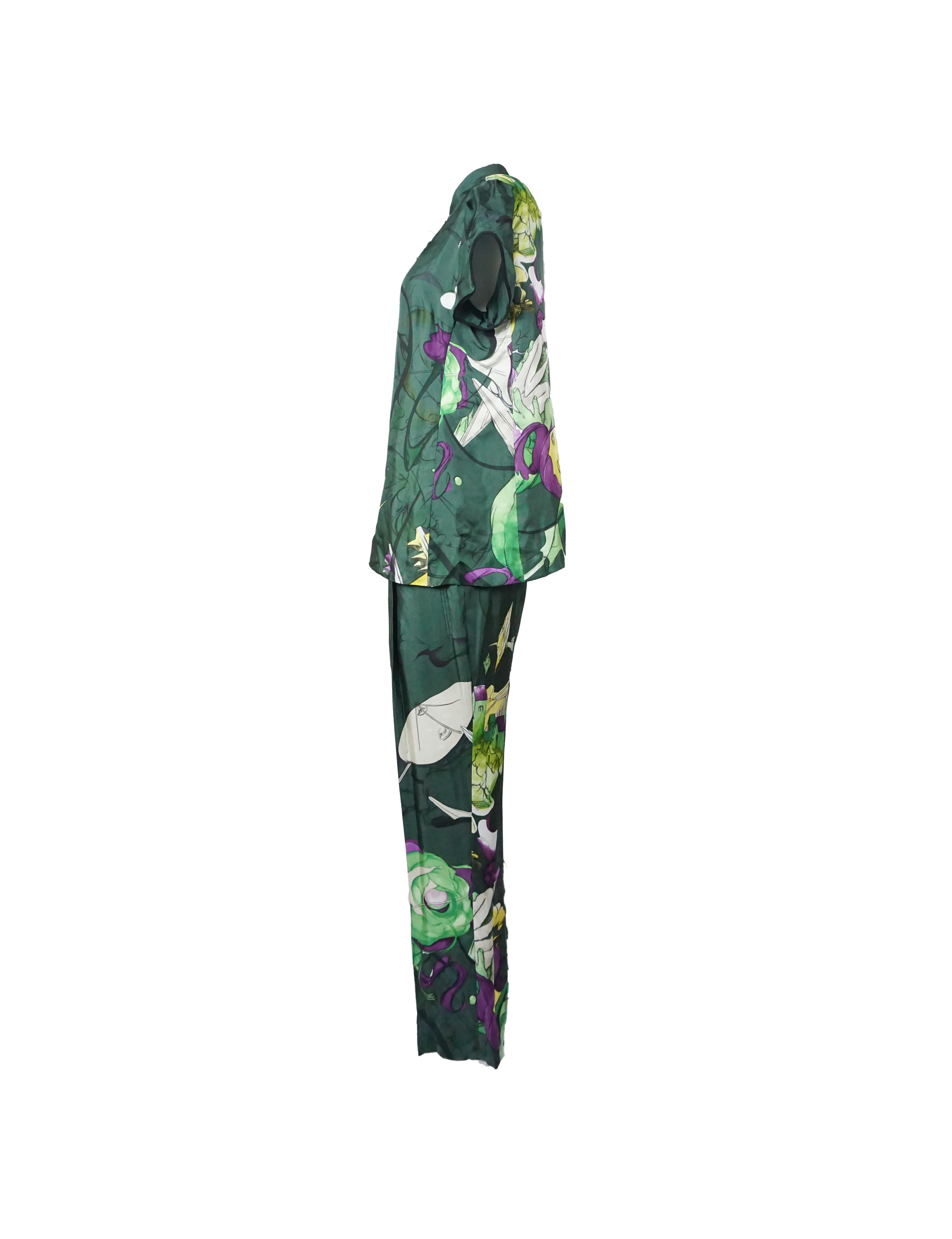 Prada S/s 2008 Fairy Collection Forest Green Artistic Two-Piece Set For Sale 2