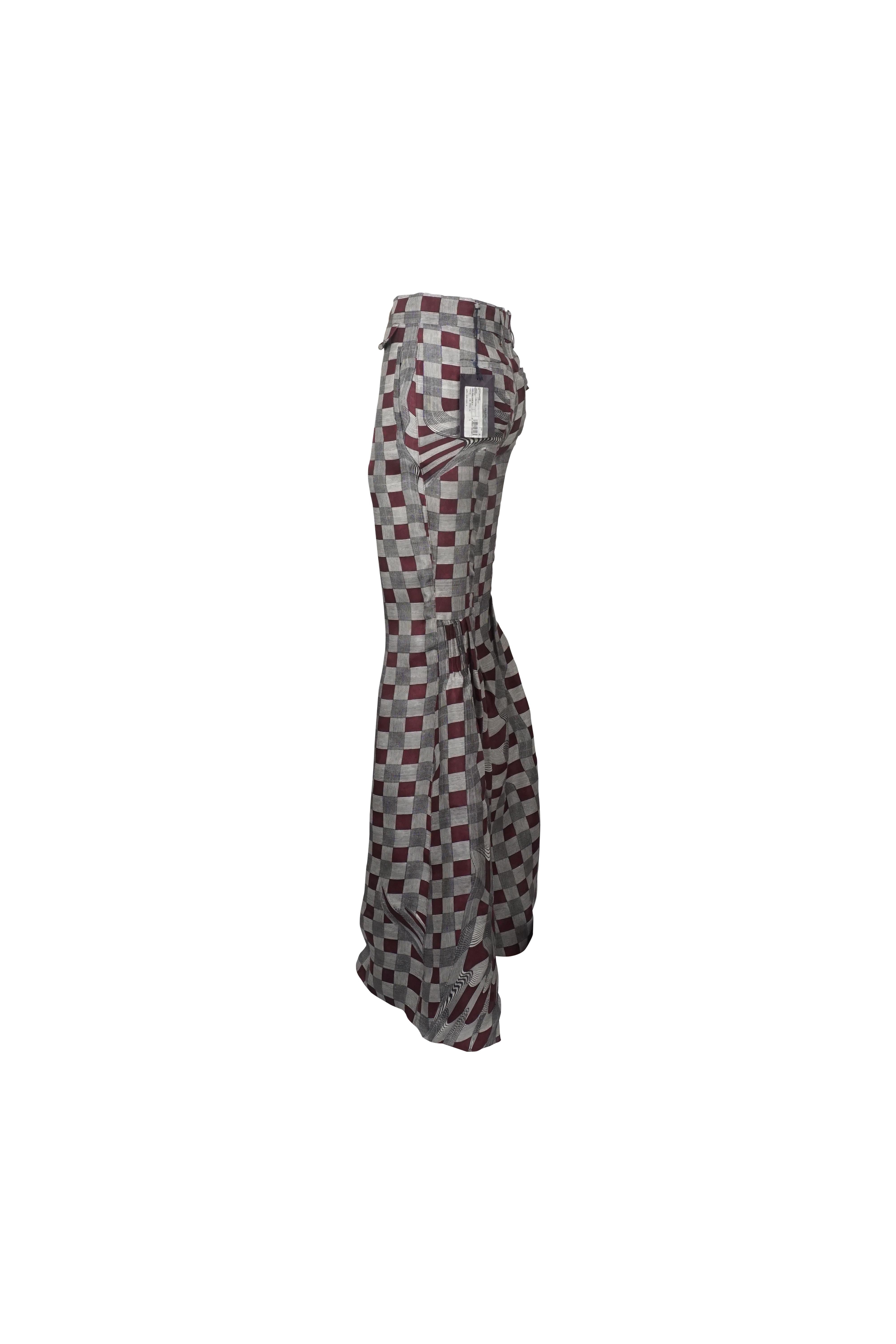 Prada S/s 2008 Fairy Collection Graue Geometrische Extravagante Schlaghosen Damen im Angebot