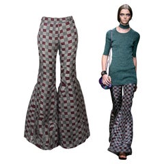 Prada S/s 2008 Fairy Collection Grey Geometric Extravagant Flared Pants