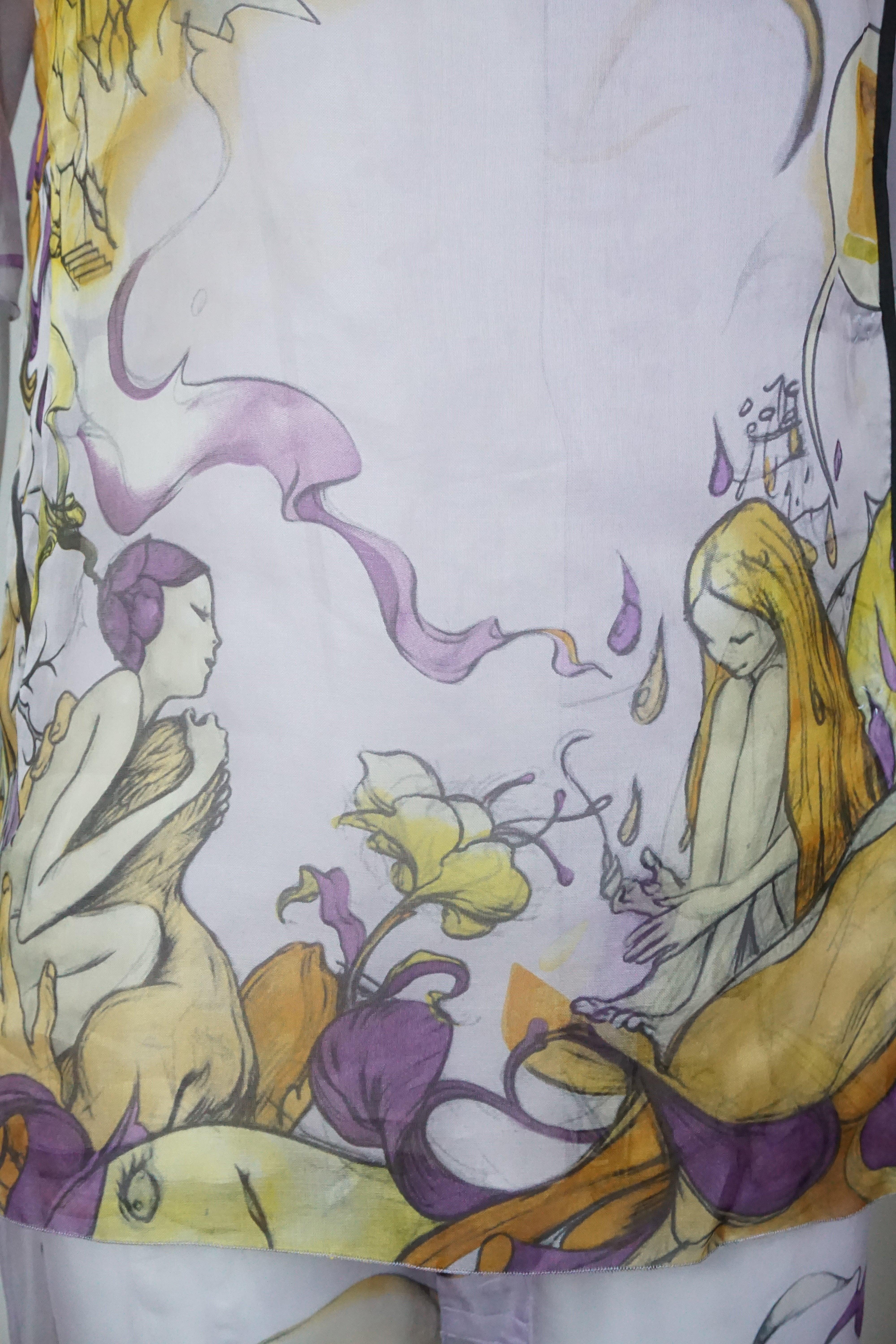 Prada S/s 2008 Fairy Collection Lavendel Artistic Print Ensemble im Angebot 5