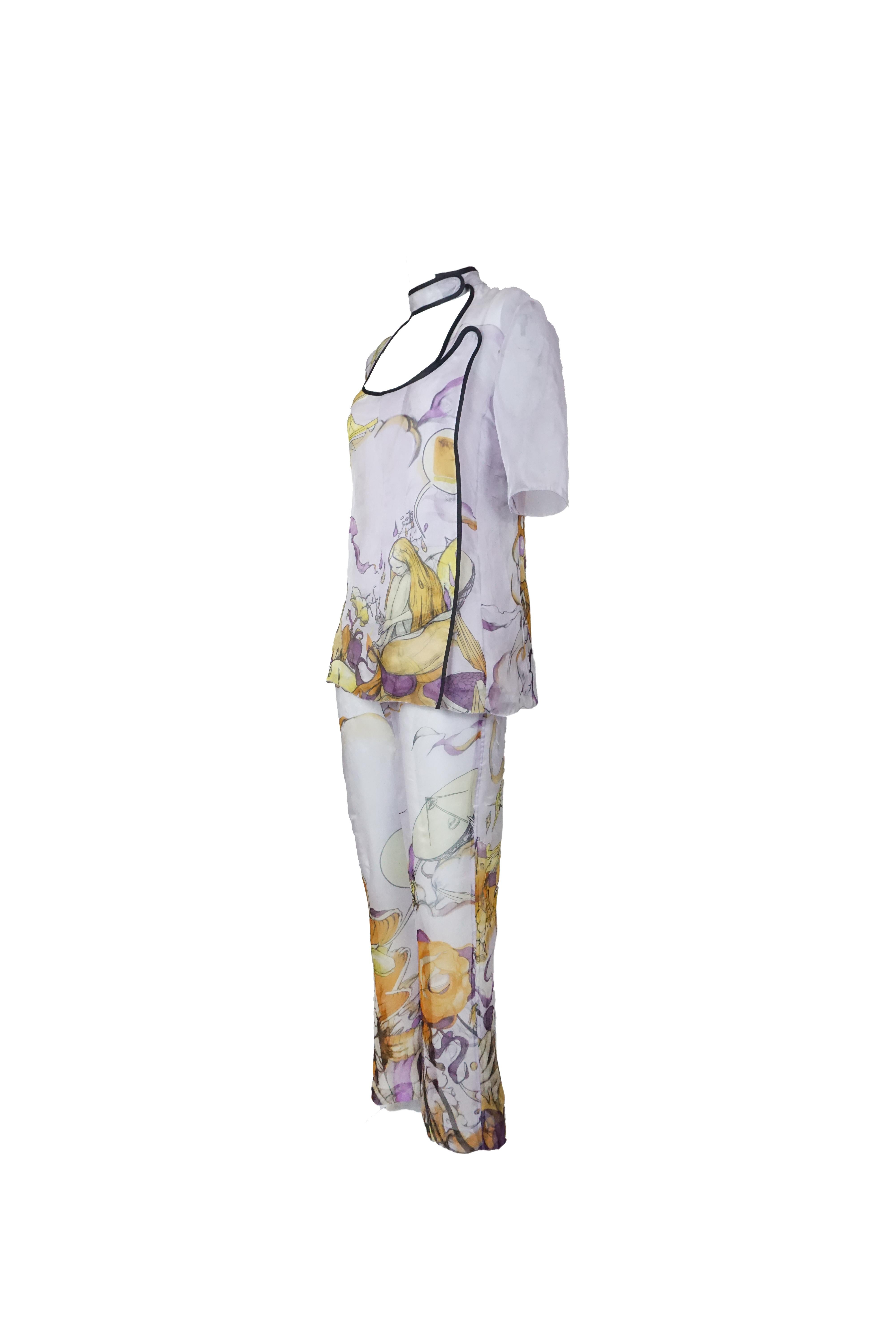 Prada S/s 2008 Fairy Collection Lavendel Artistic Print Ensemble im Zustand „Neu“ im Angebot in 上海市, Xuhui district