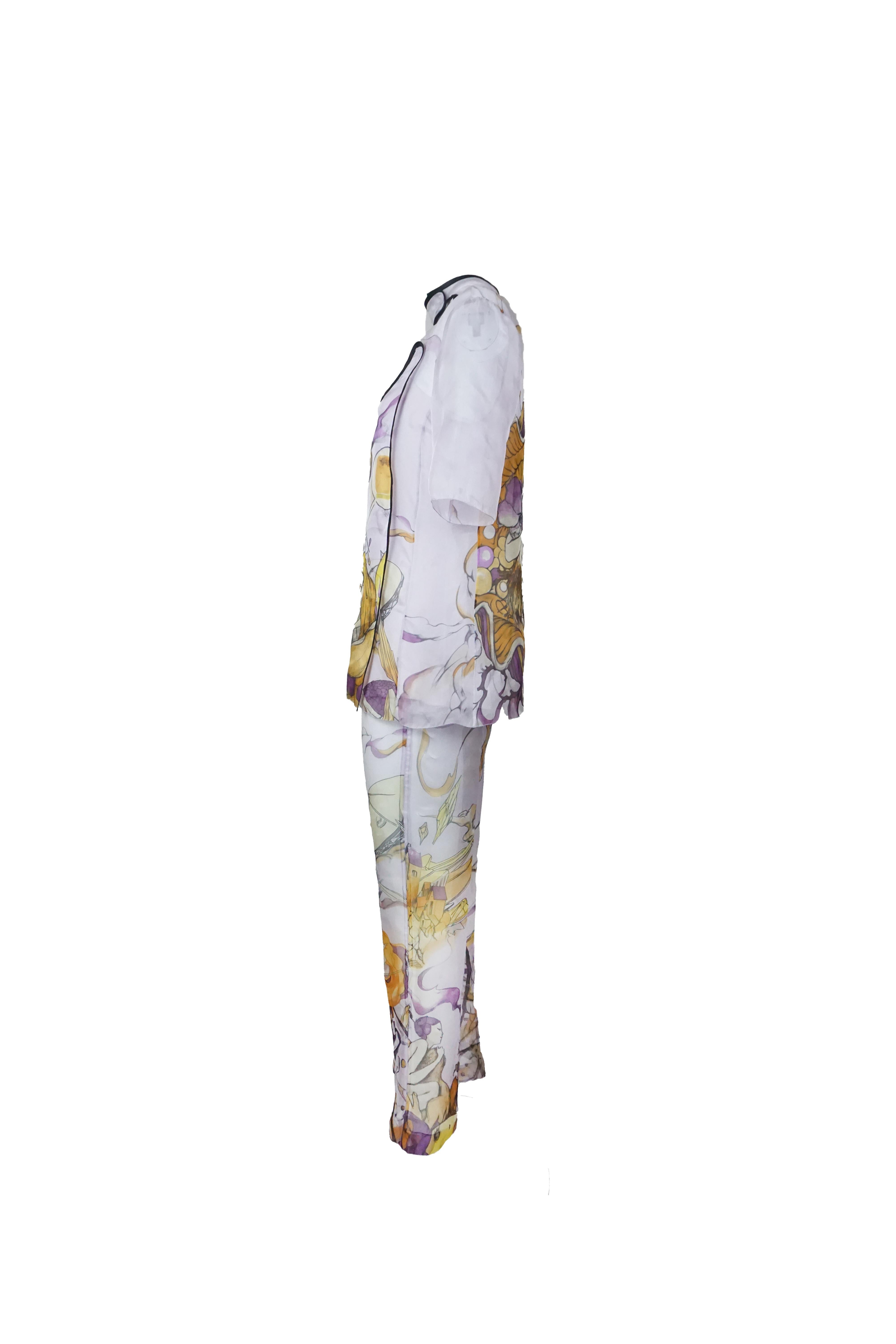 Prada S/s 2008 Fairy Collection Lavendel Artistic Print Ensemble Damen im Angebot