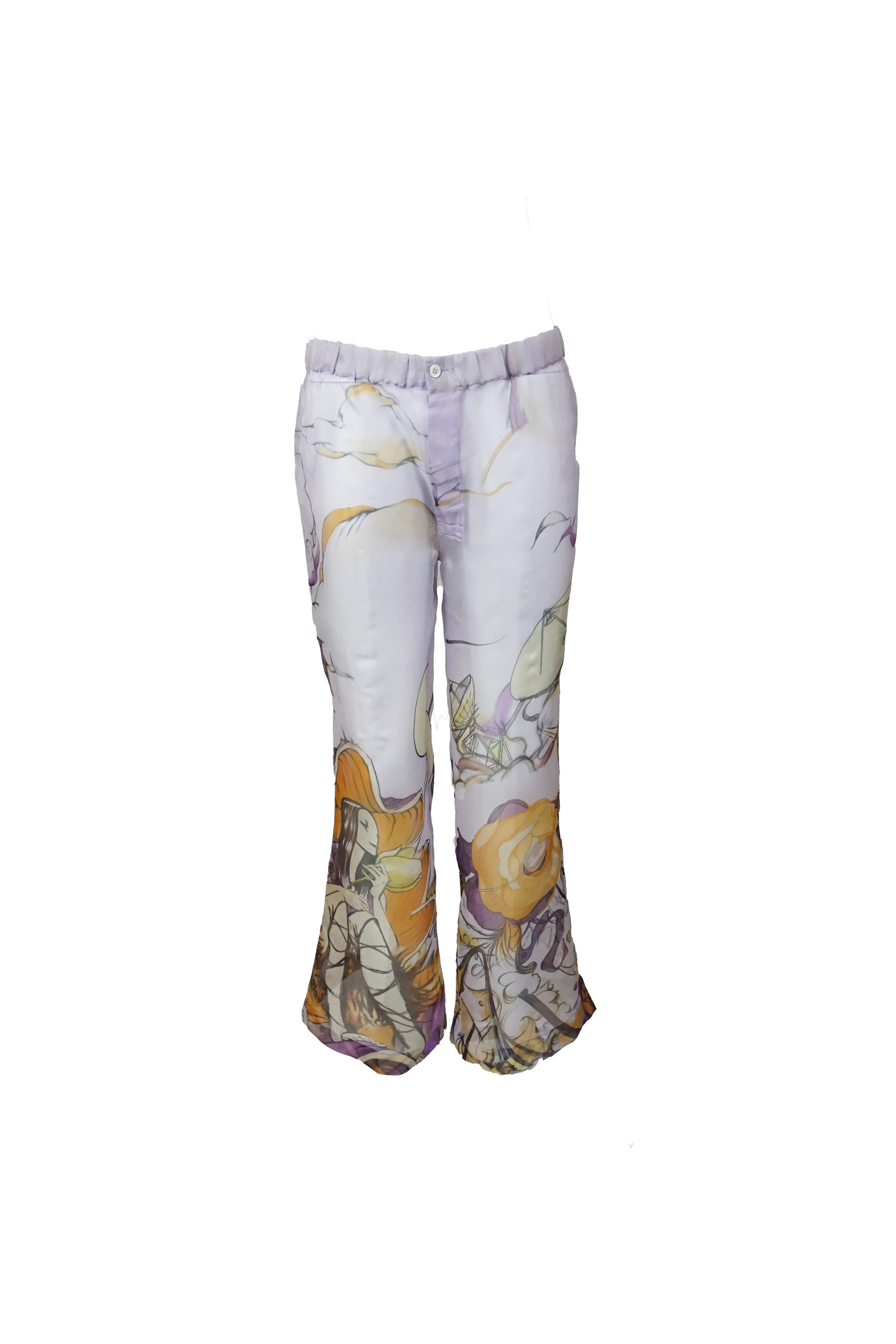 Prada S/s 2008 Fairy Collection Lavendel Artistic Print Ensemble im Angebot 2