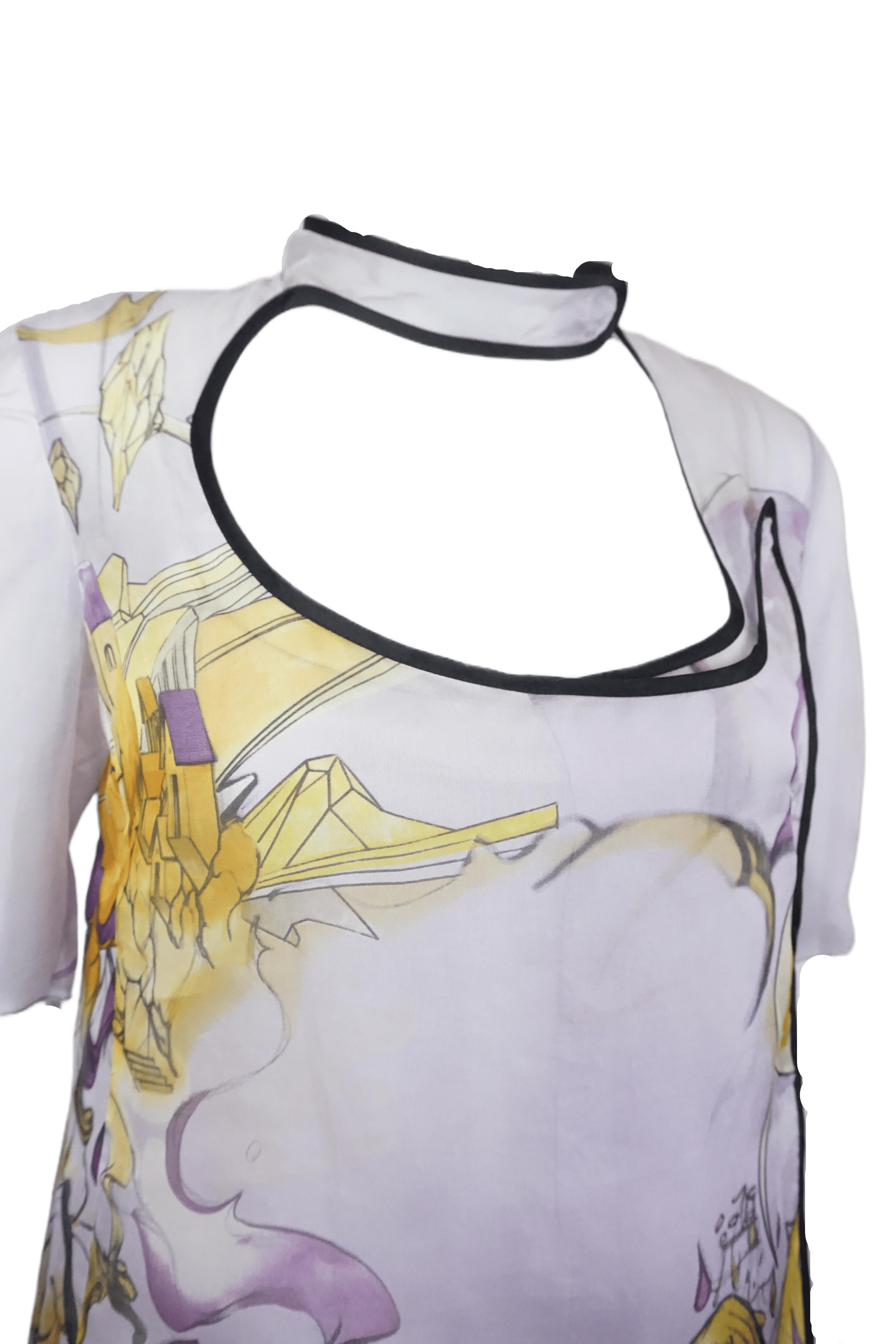Prada S/s 2008 Fairy Collection Lavendel Artistic Print Ensemble im Angebot 4
