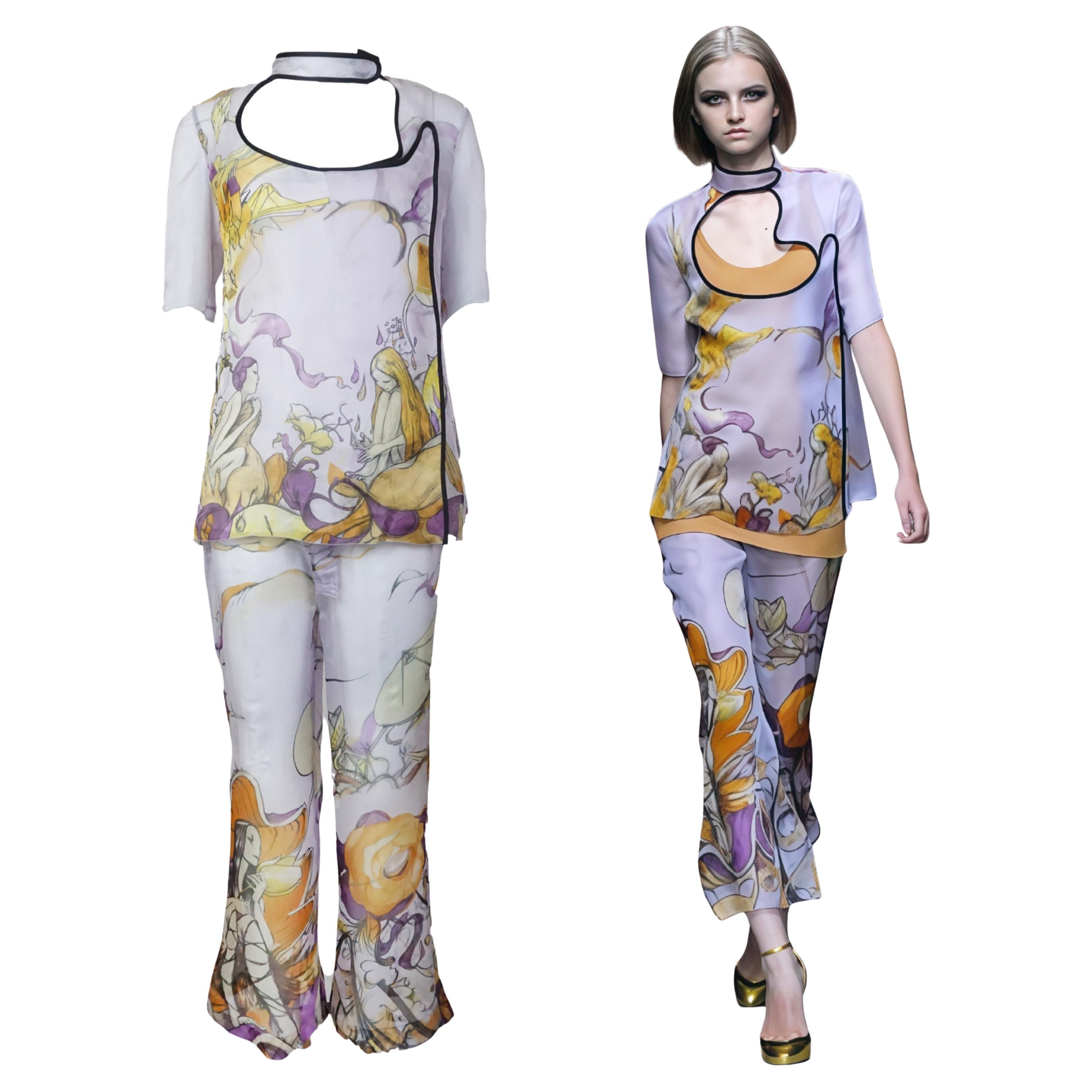 Prada S/s 2008 Fairy Collection Lavendel Artistic Print Ensemble