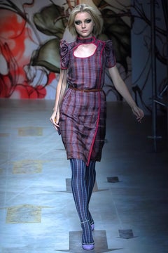 Prada S/s 2008 Fairy Collection Plaid Cutout Neck Detail Dress