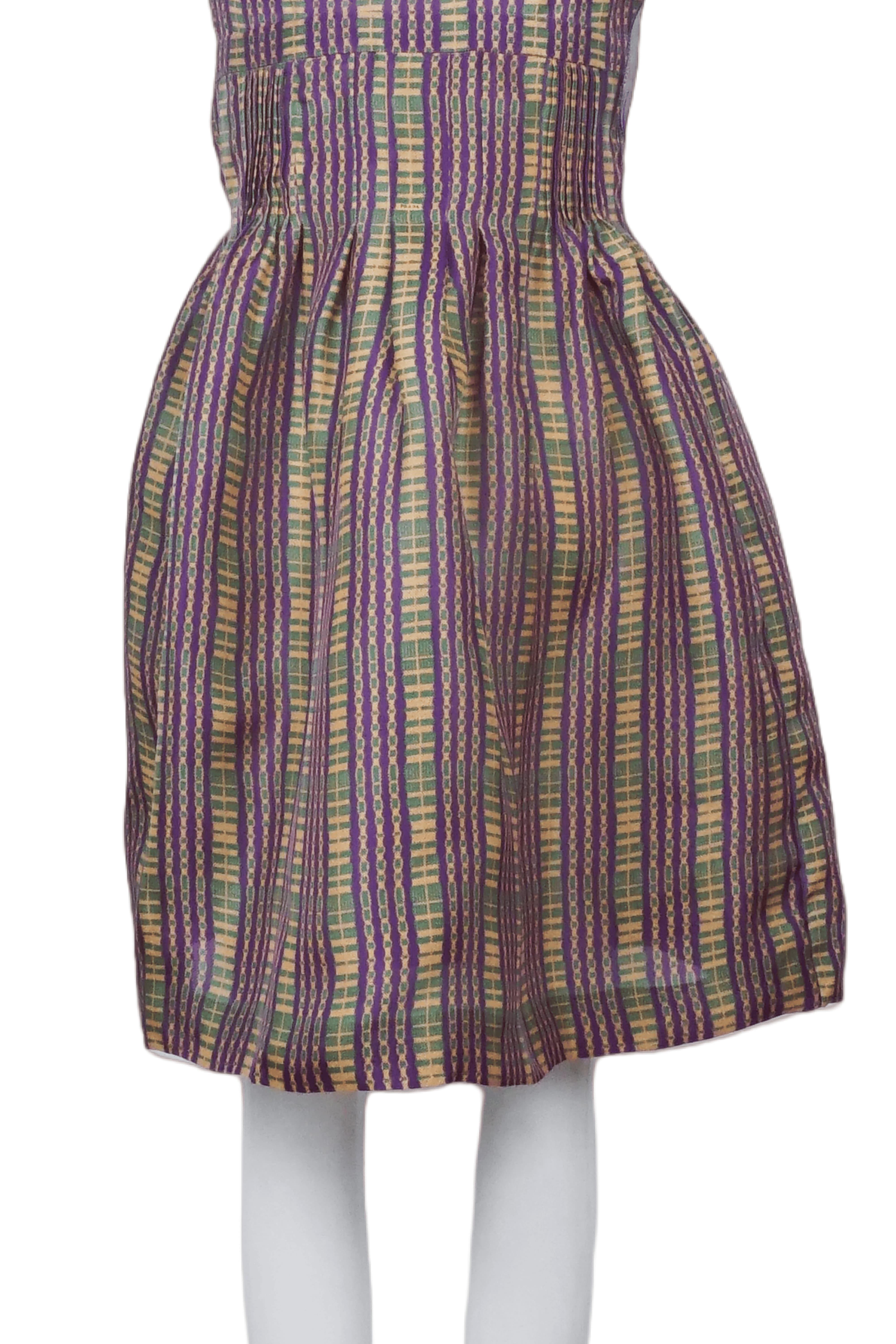Prada S/s 2008 Fairy Collection Plaid Dress with Graphic Print Bodice For Sale 6