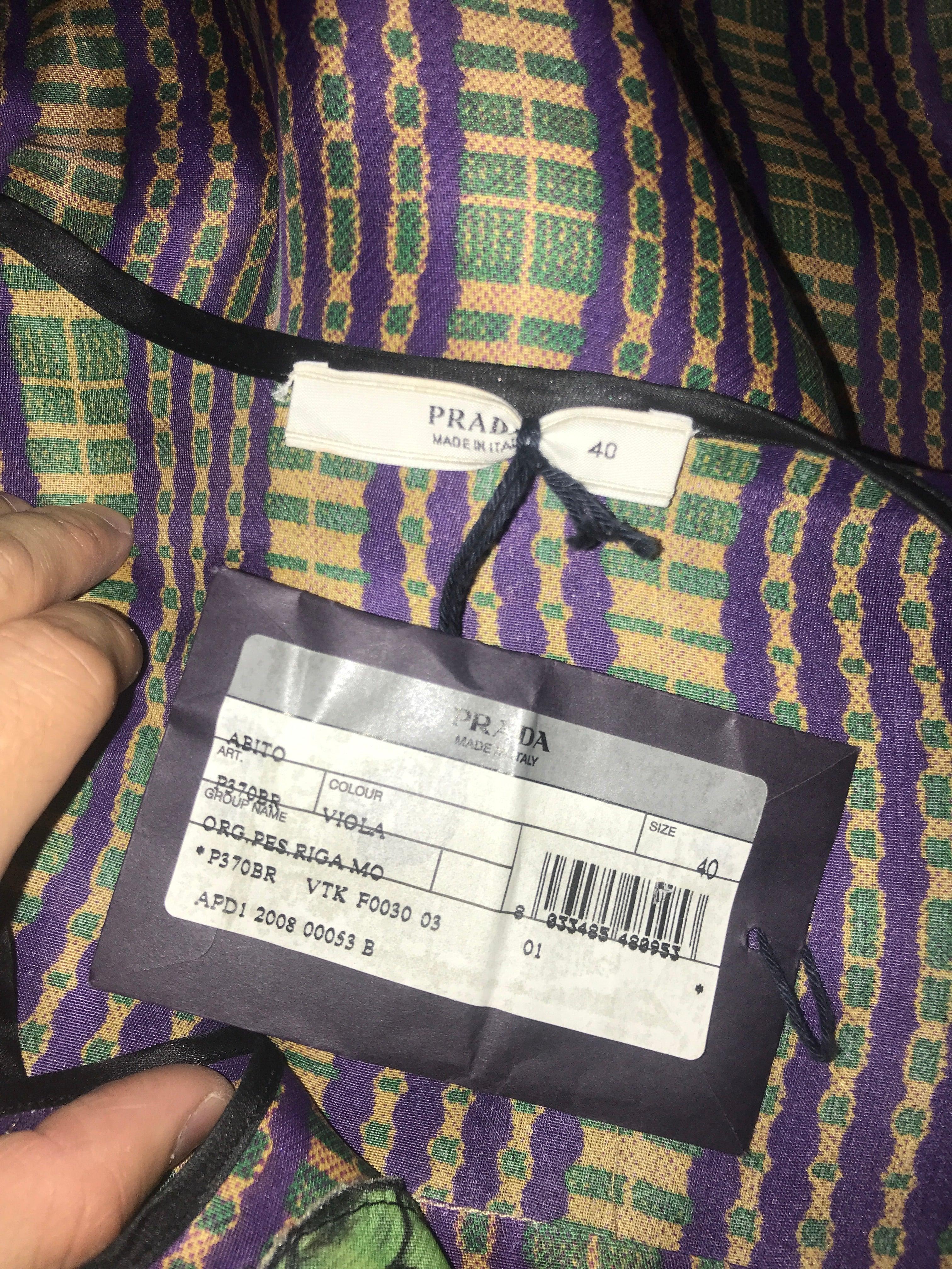 Prada S/s 2008 Fairy Collection Plaid Dress with Graphic Print Bodice For Sale 8