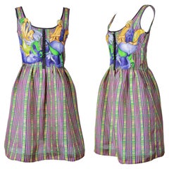 Prada S/s 2008 Fairy Collection Plaid Dress with Graphic Print Bodice