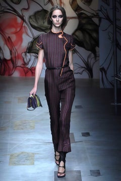 Prada S/s 2008 Fairy Collection Purple Chinoise Style Geometric Jumpsuit