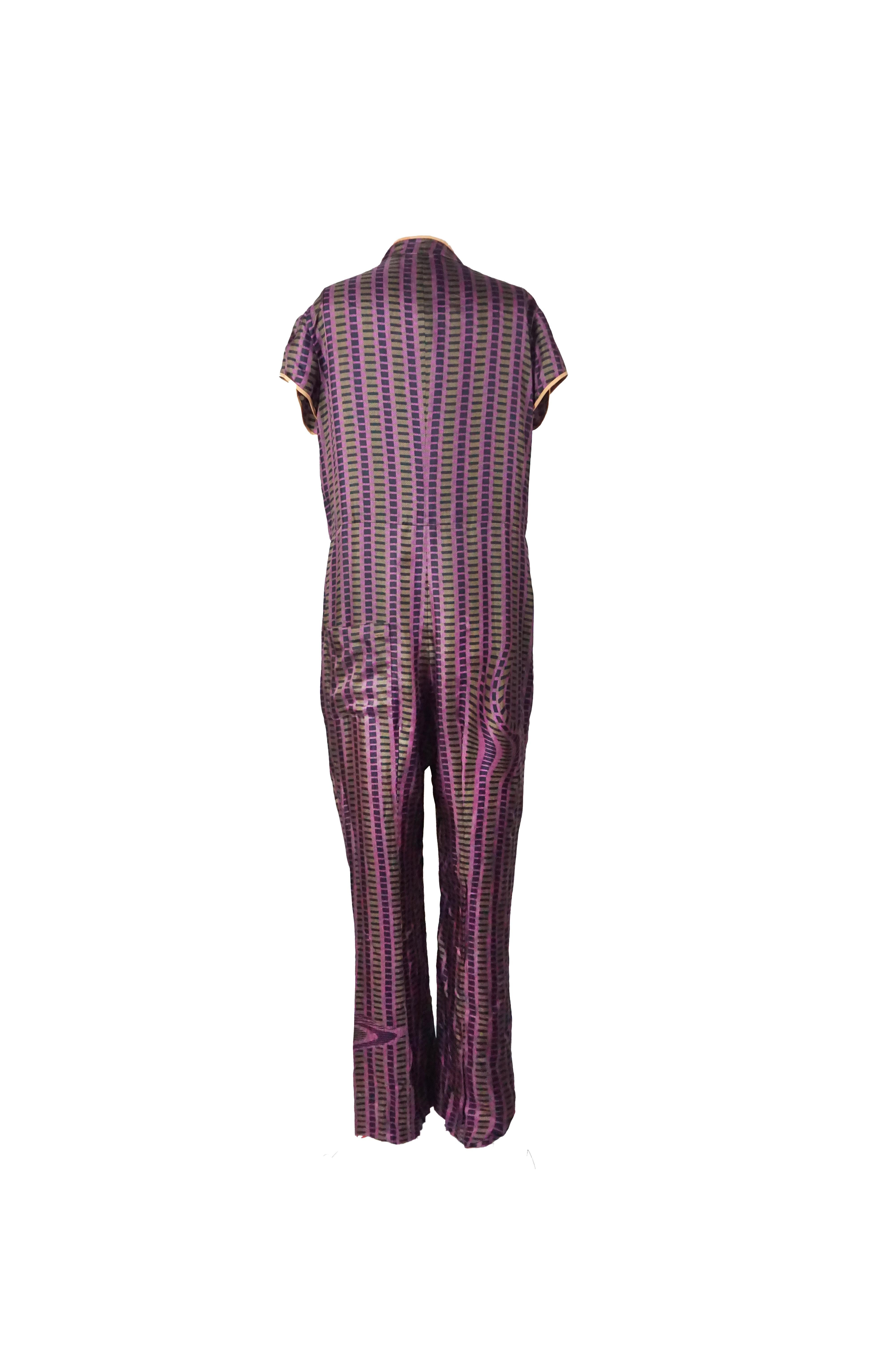 Prada S/s 2008 Fairy Collection Purple Chinoise Style Geometric Jumpsuit For Sale 2