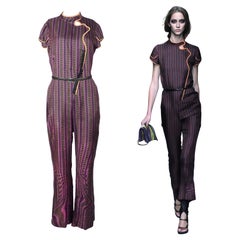 Prada S/s 2008 Fairy Collection Purple Chinoise Style Geometric Jumpsuit