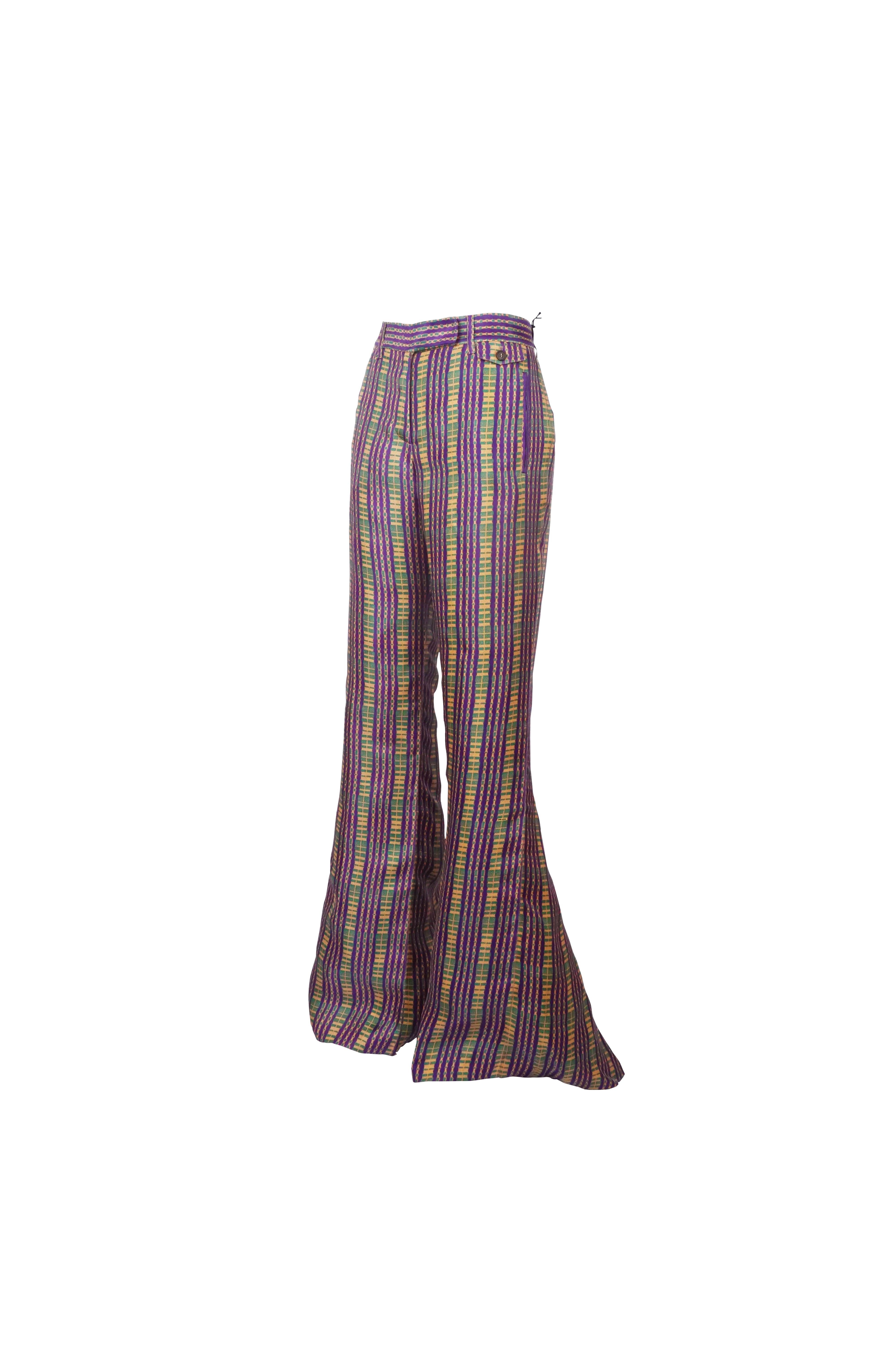 PRADA S/s 2008 Fairy Collection Purple Geometric Extravagant Flared Pants In New Condition For Sale In 上海市, Xuhui district