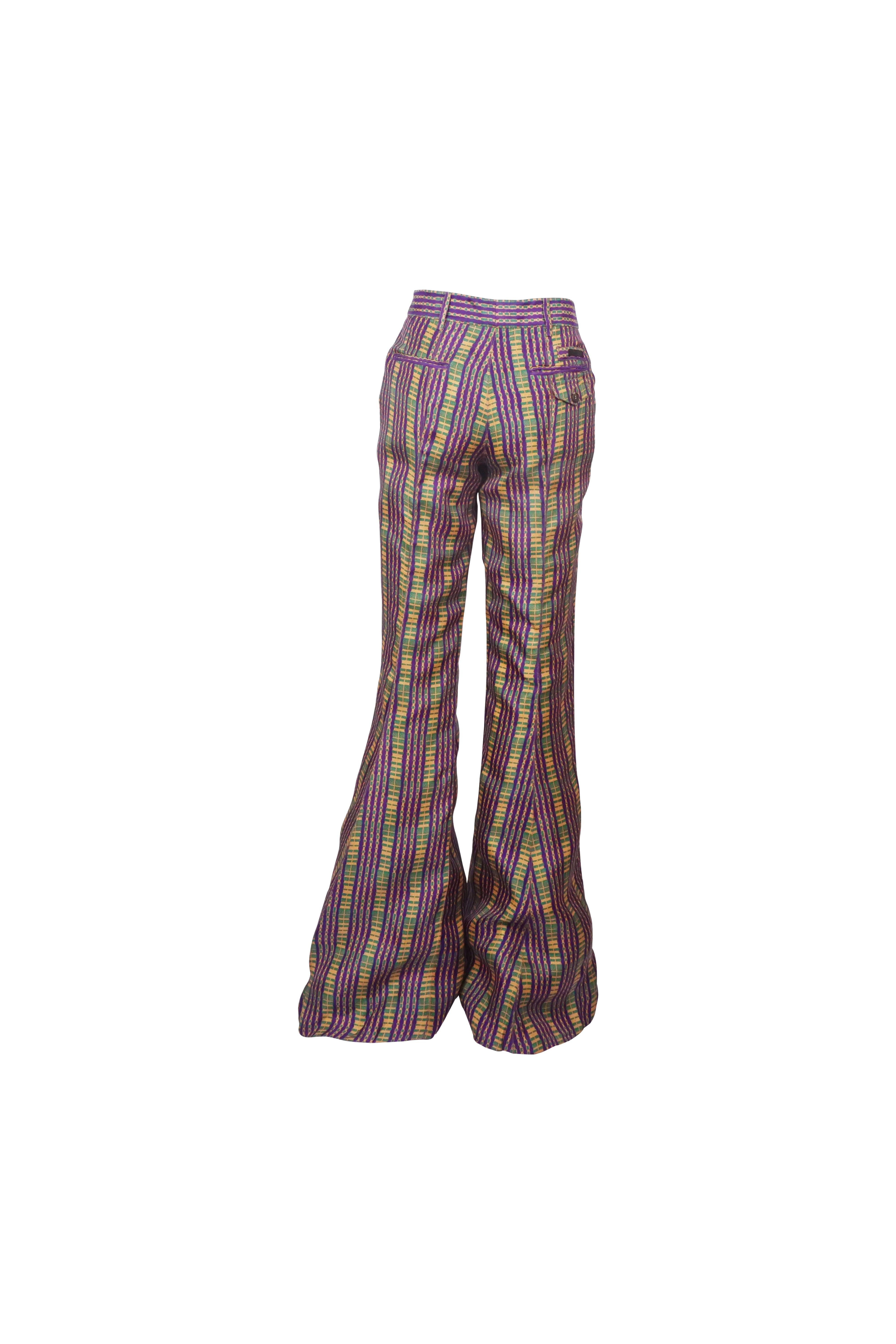 PRADA S/s 2008 Fairy Collection Purple Geometric Extravagant Flared Pants For Sale 1