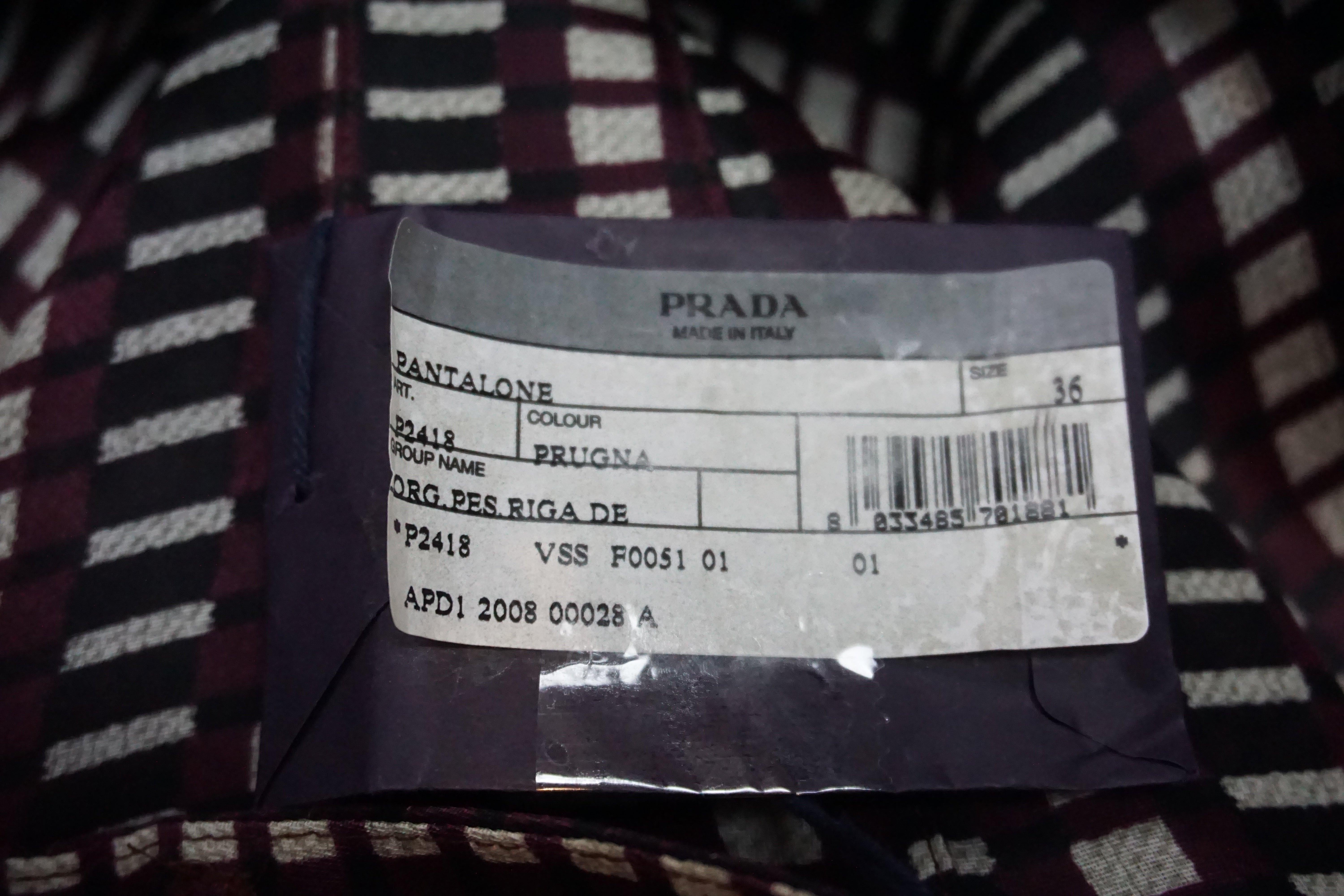 PRADA S/s 2008 Fairy Collection Purple Geometric Extravagant Flared Pants For Sale 2